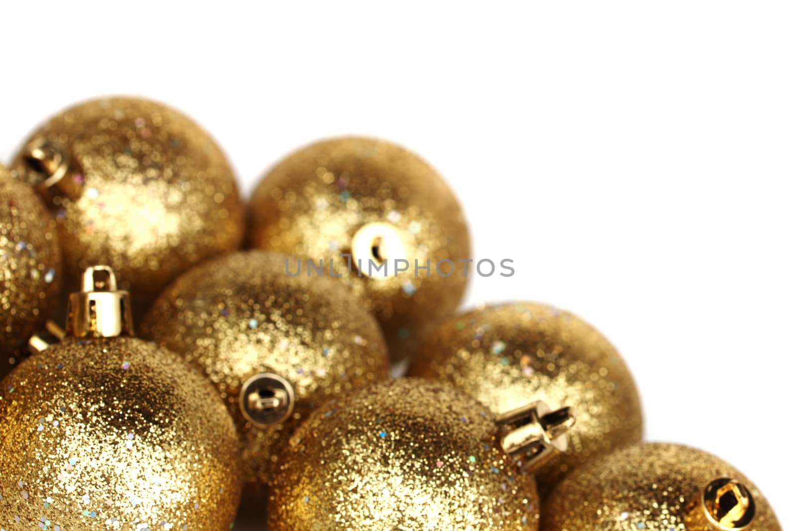 golden christmas ball isolated on white