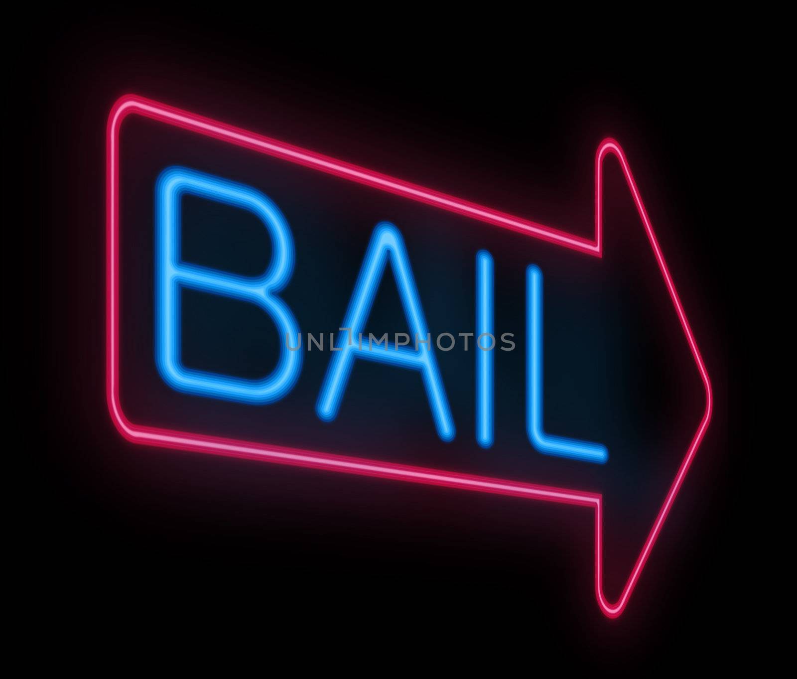Illustration depicting a neon signage with a bail concept.