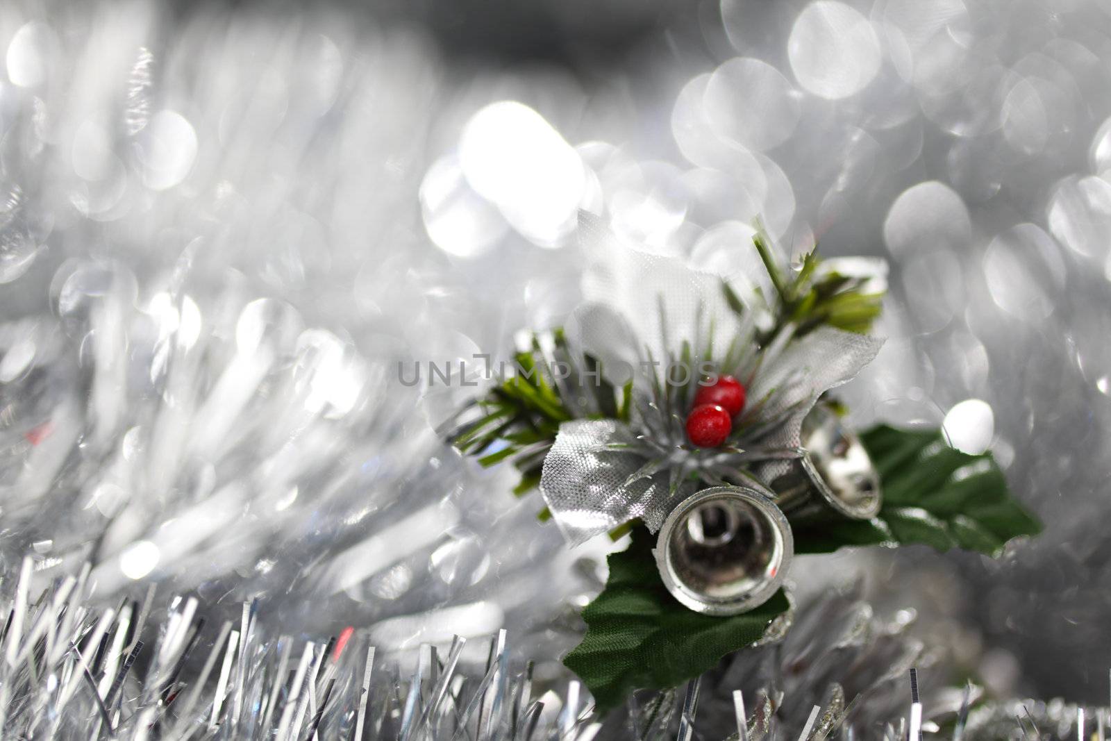 christmas bell on bokeh background