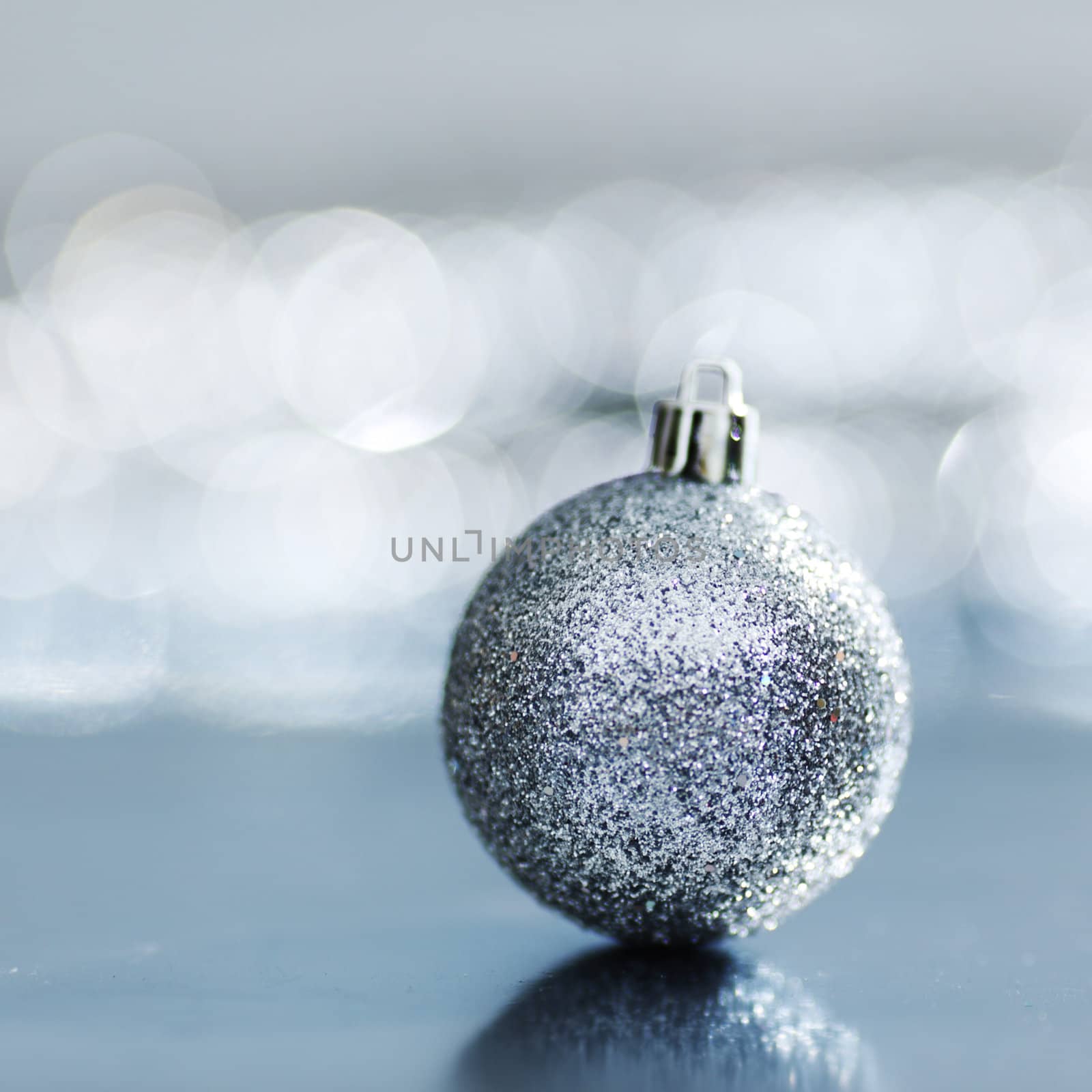 silver christmas ball macro close up