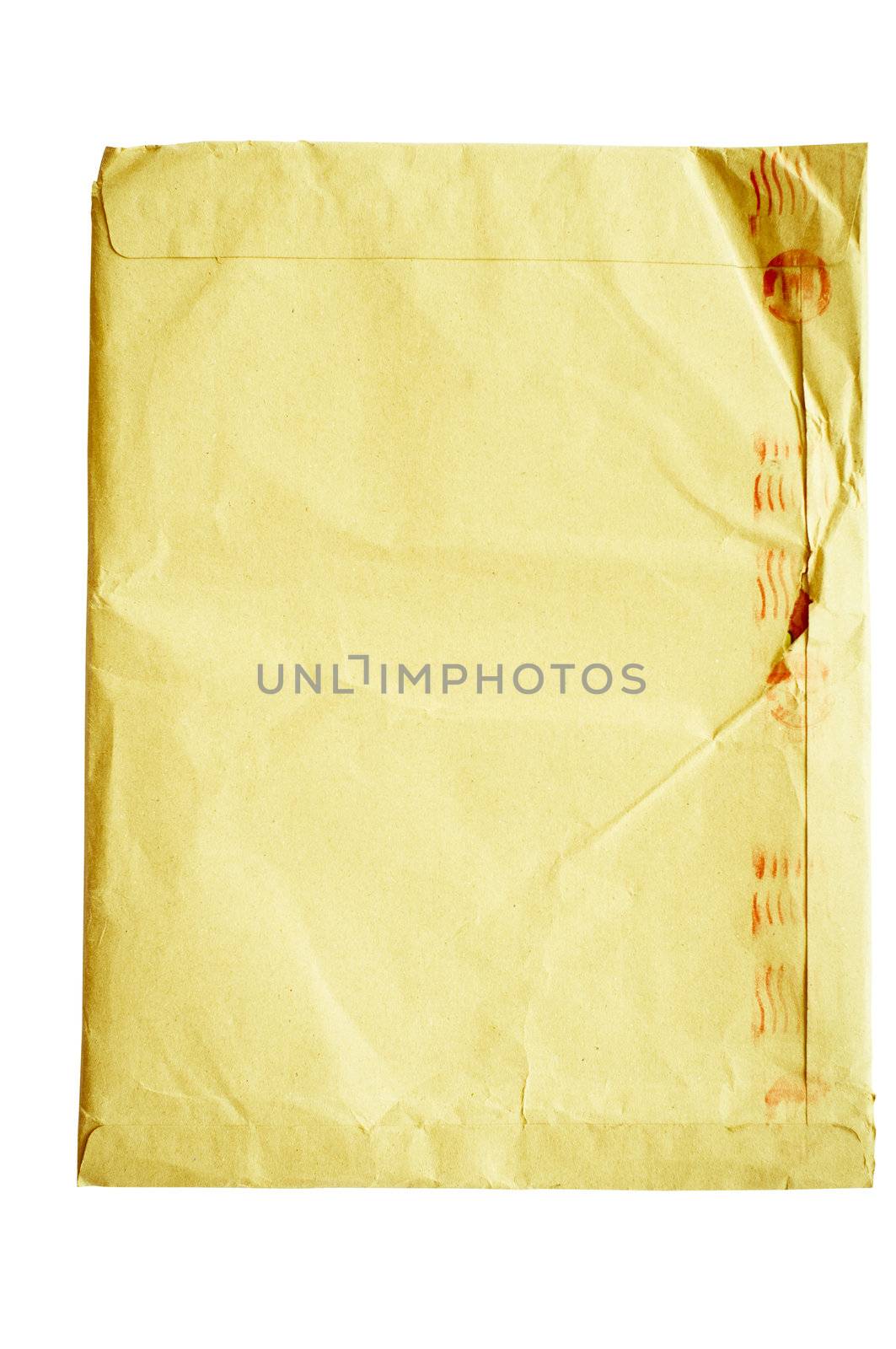 isolated crumpled envelope, with clipping path in jpg.