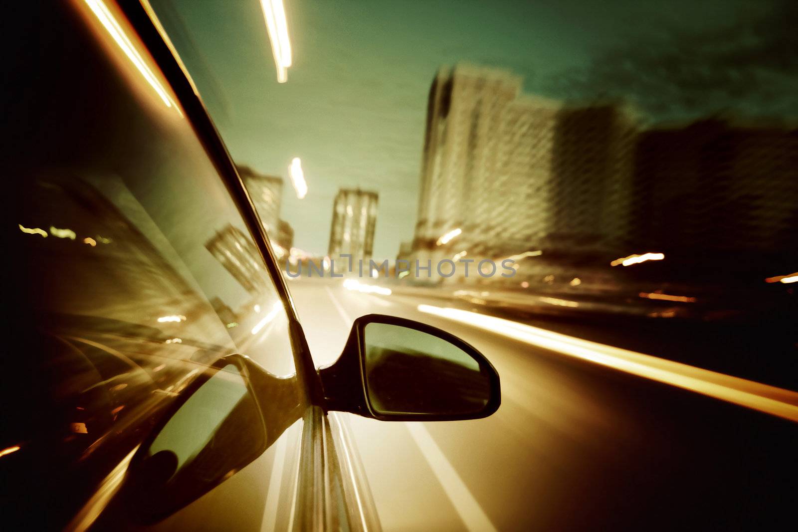 night drive blurred in motion