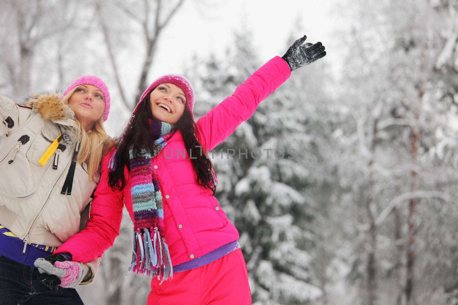 winter women close up portrait in frost forest