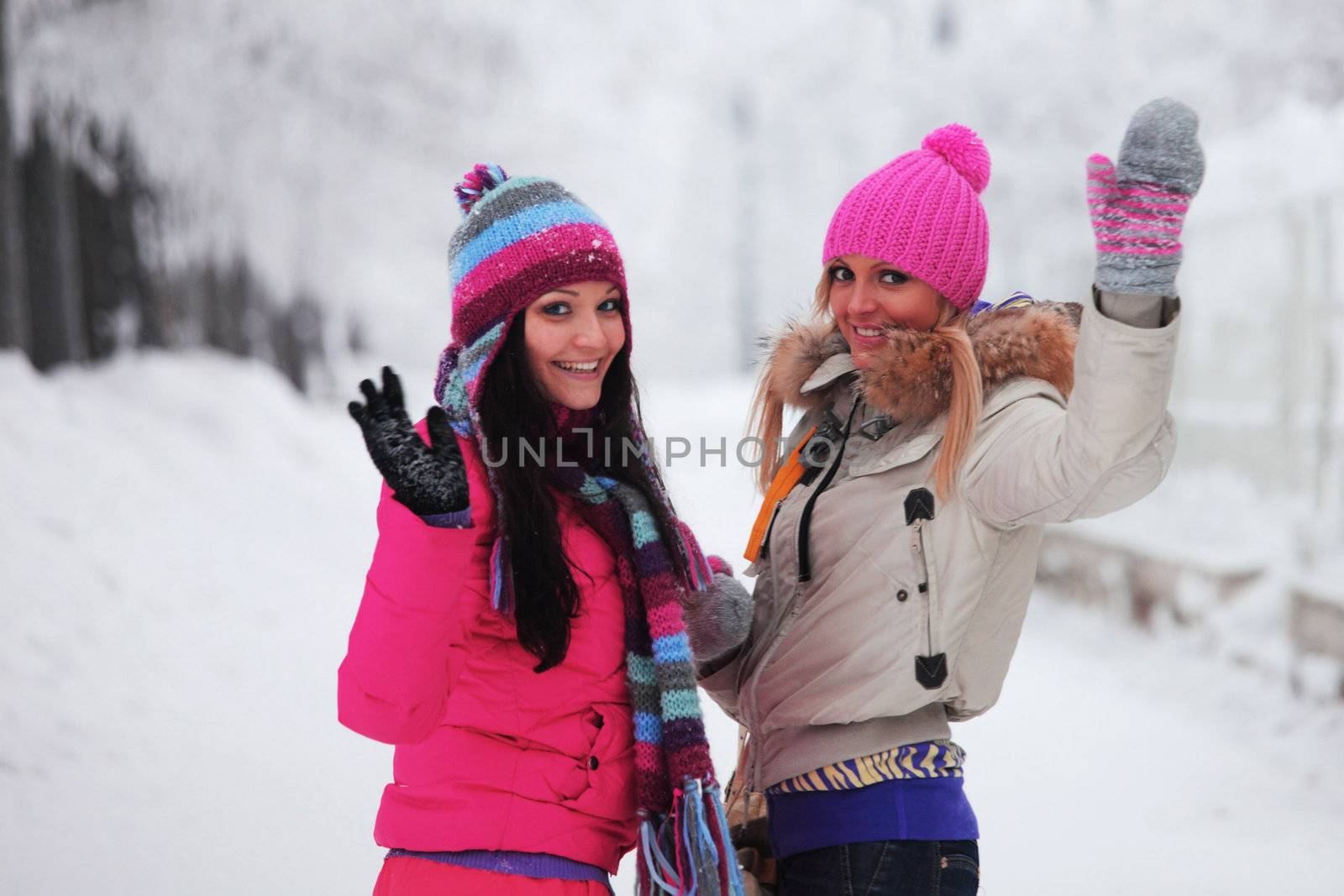 winter women close up portrait in frost forest