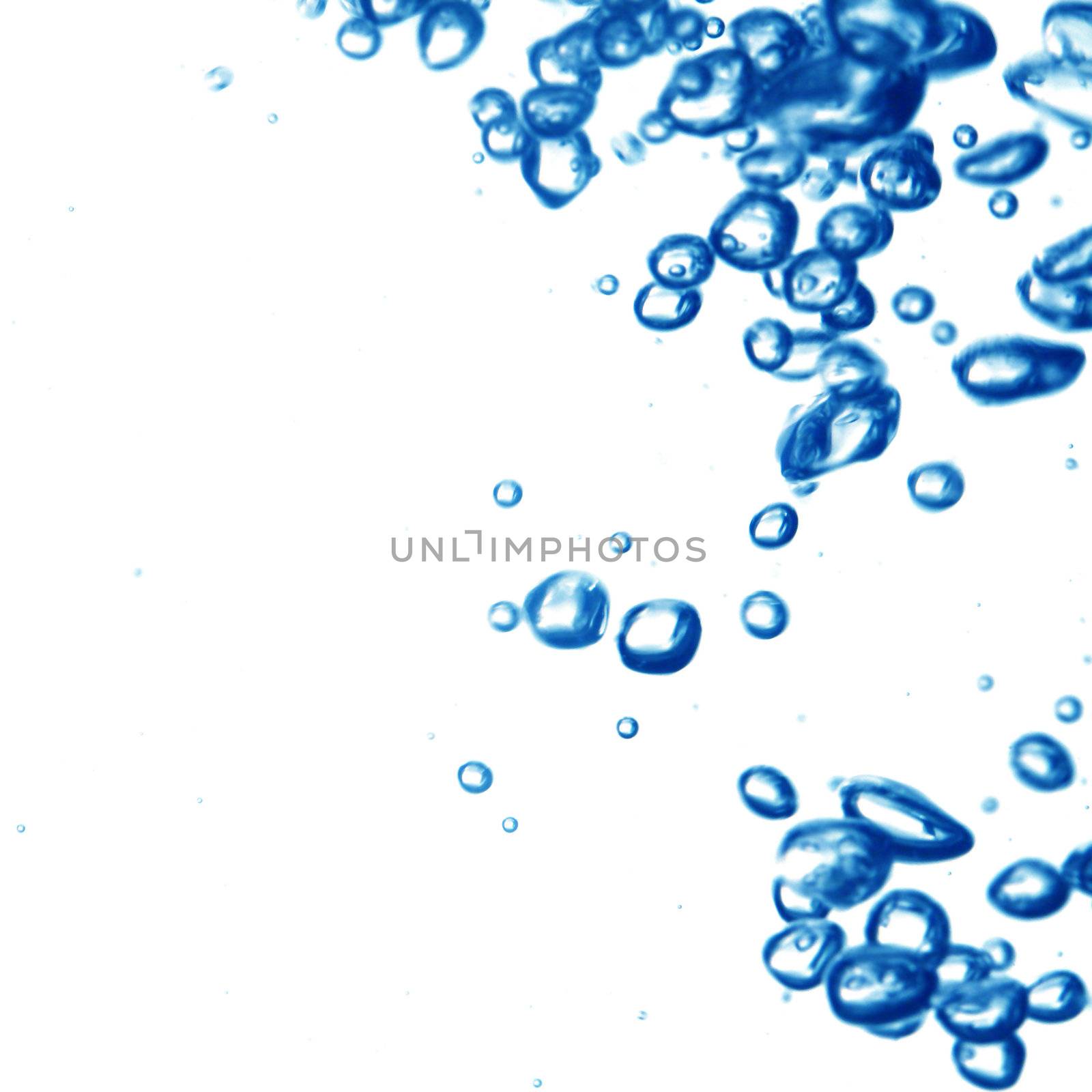 blue water bubbles clean background