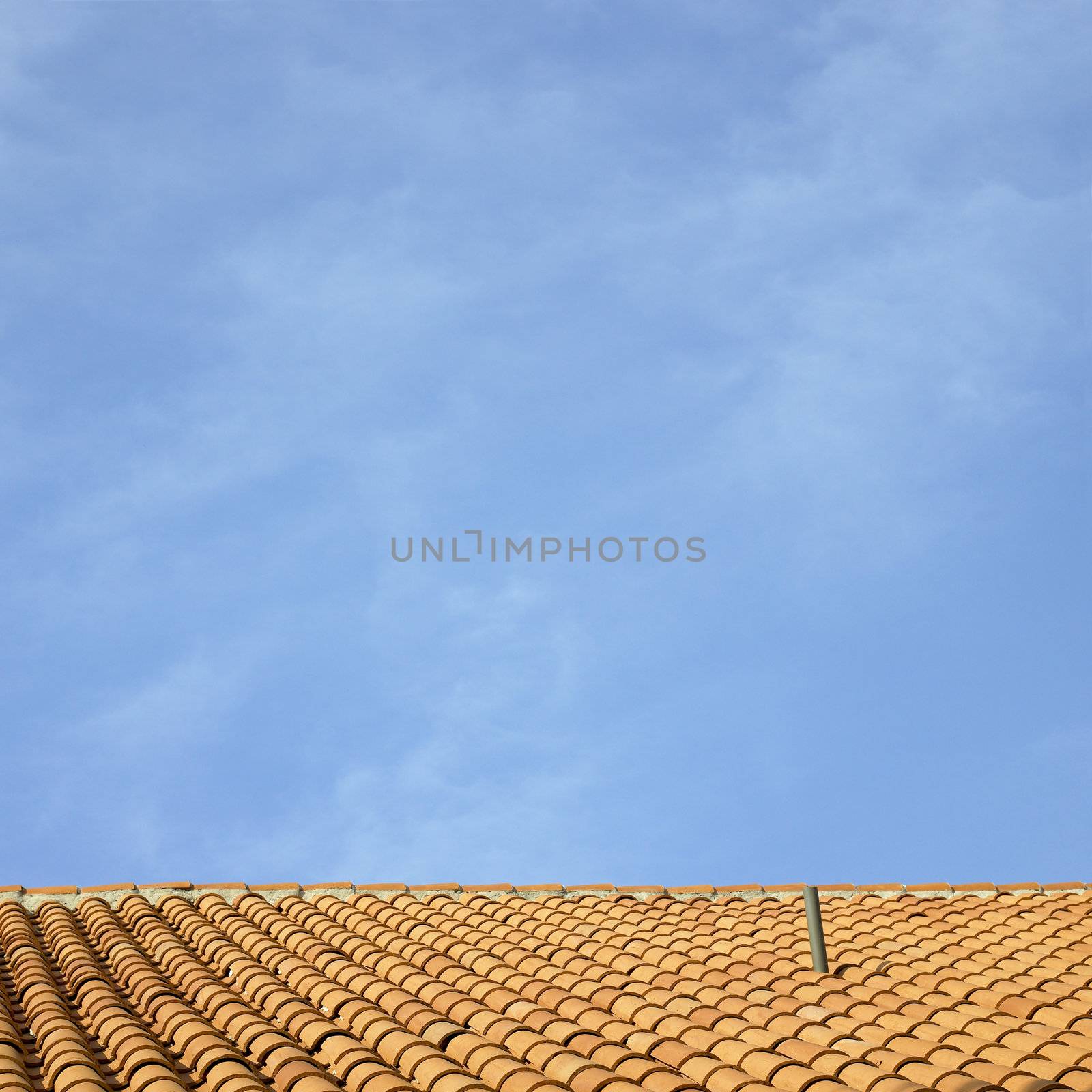 Clay roof and blue sky