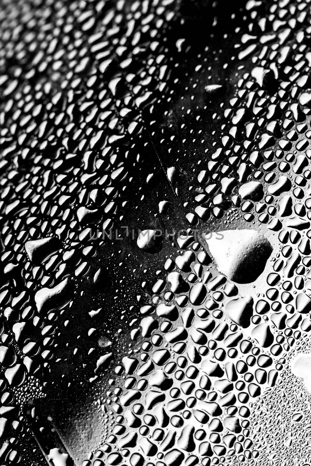 condensation water drops on a plastic surface