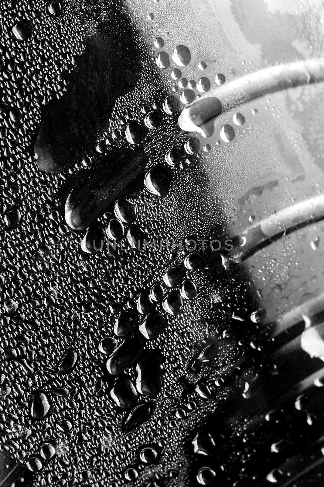 condensation water drops on a plastic surface