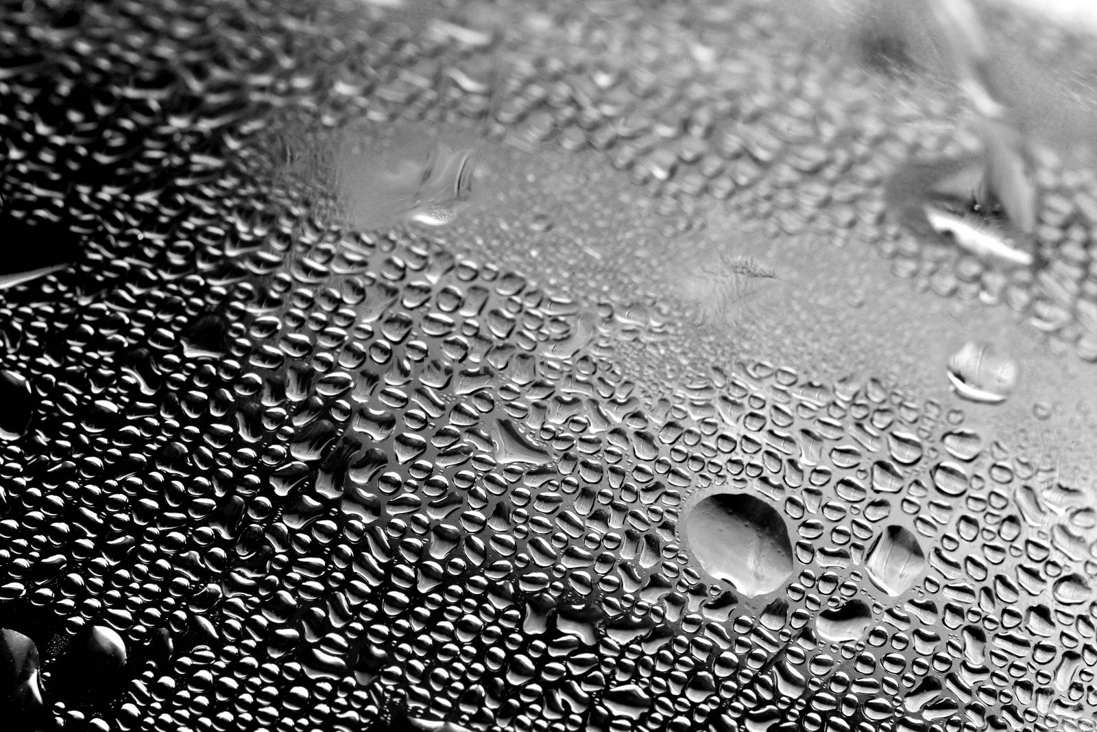 condensation water drops on a plastic surface