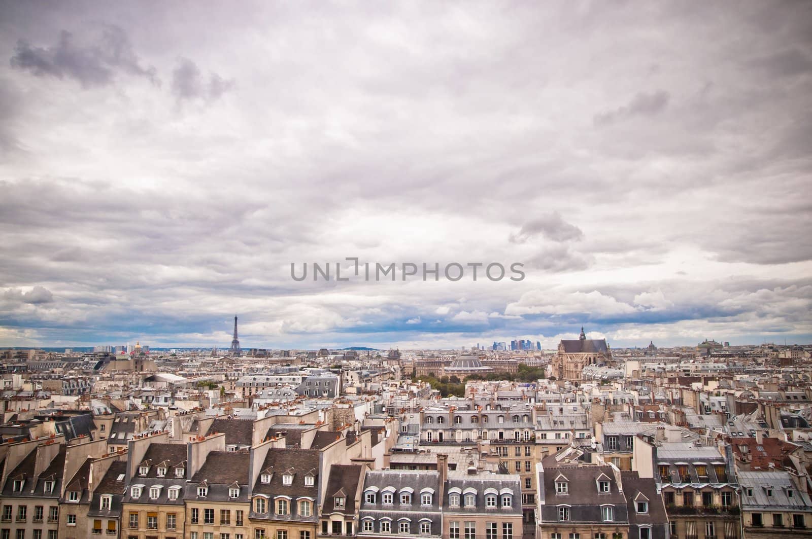 Panorama of Paris from a bird's eye, France