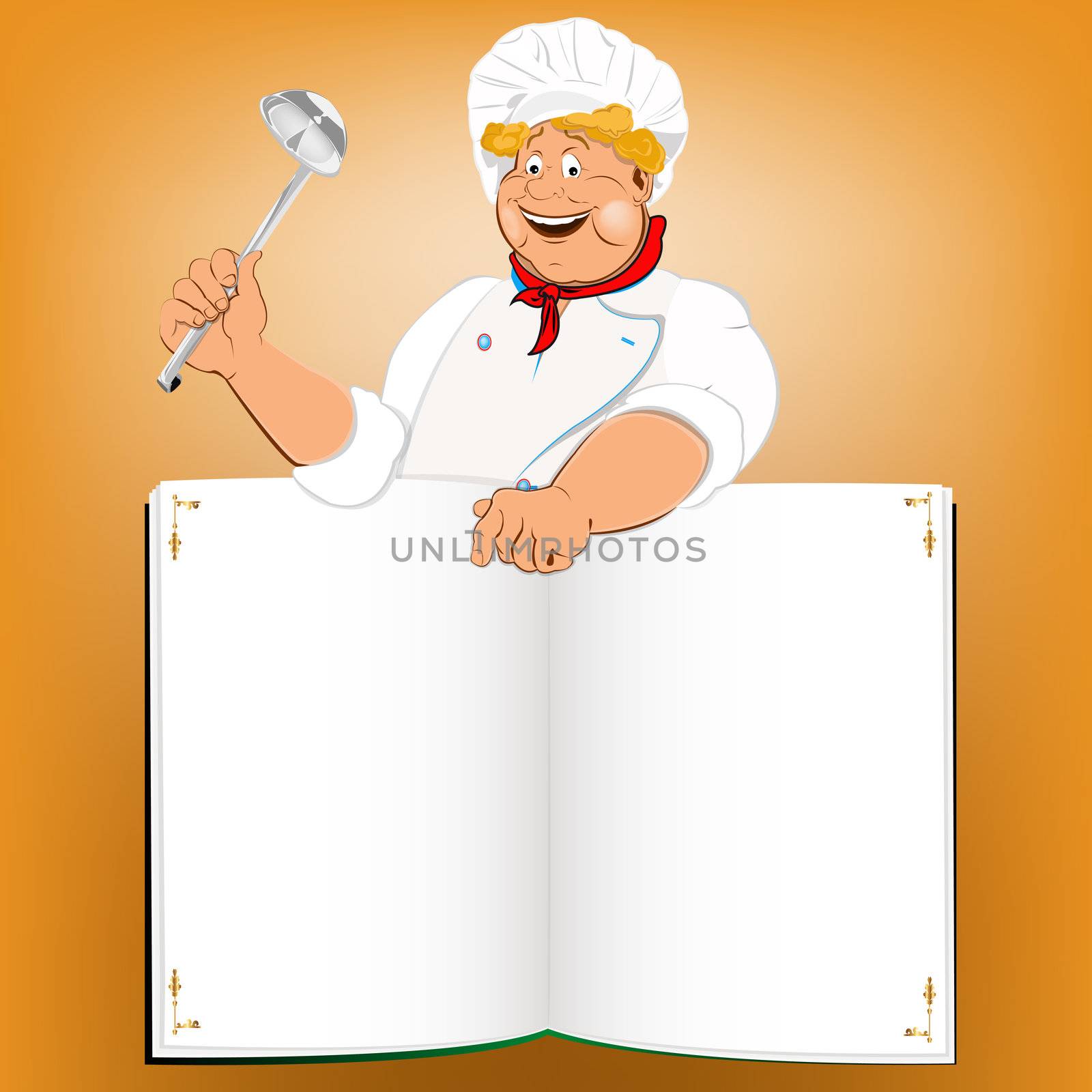 Funny Chef and book menu for Gourmet