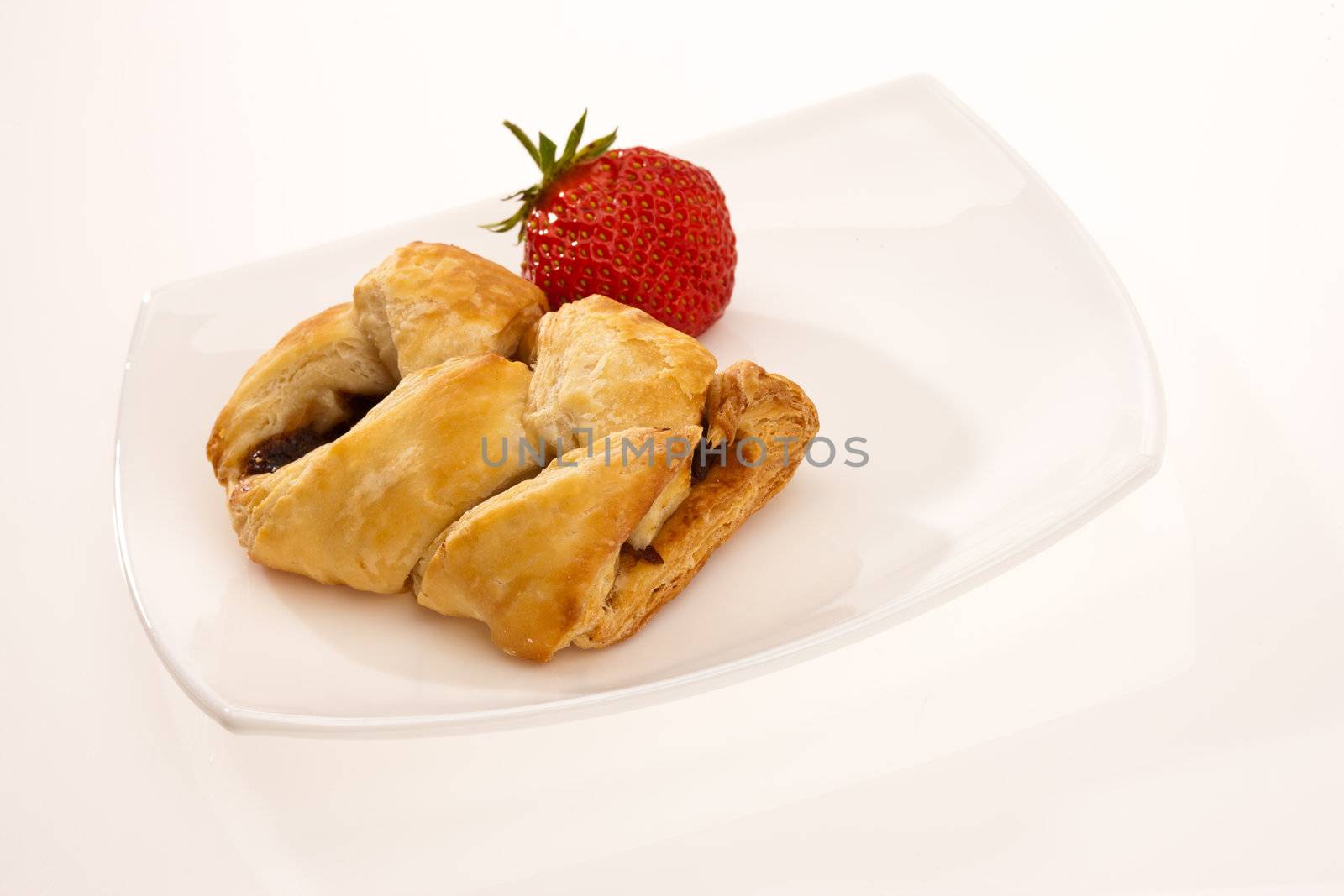 food series: tasty pastry with jam and strawberry