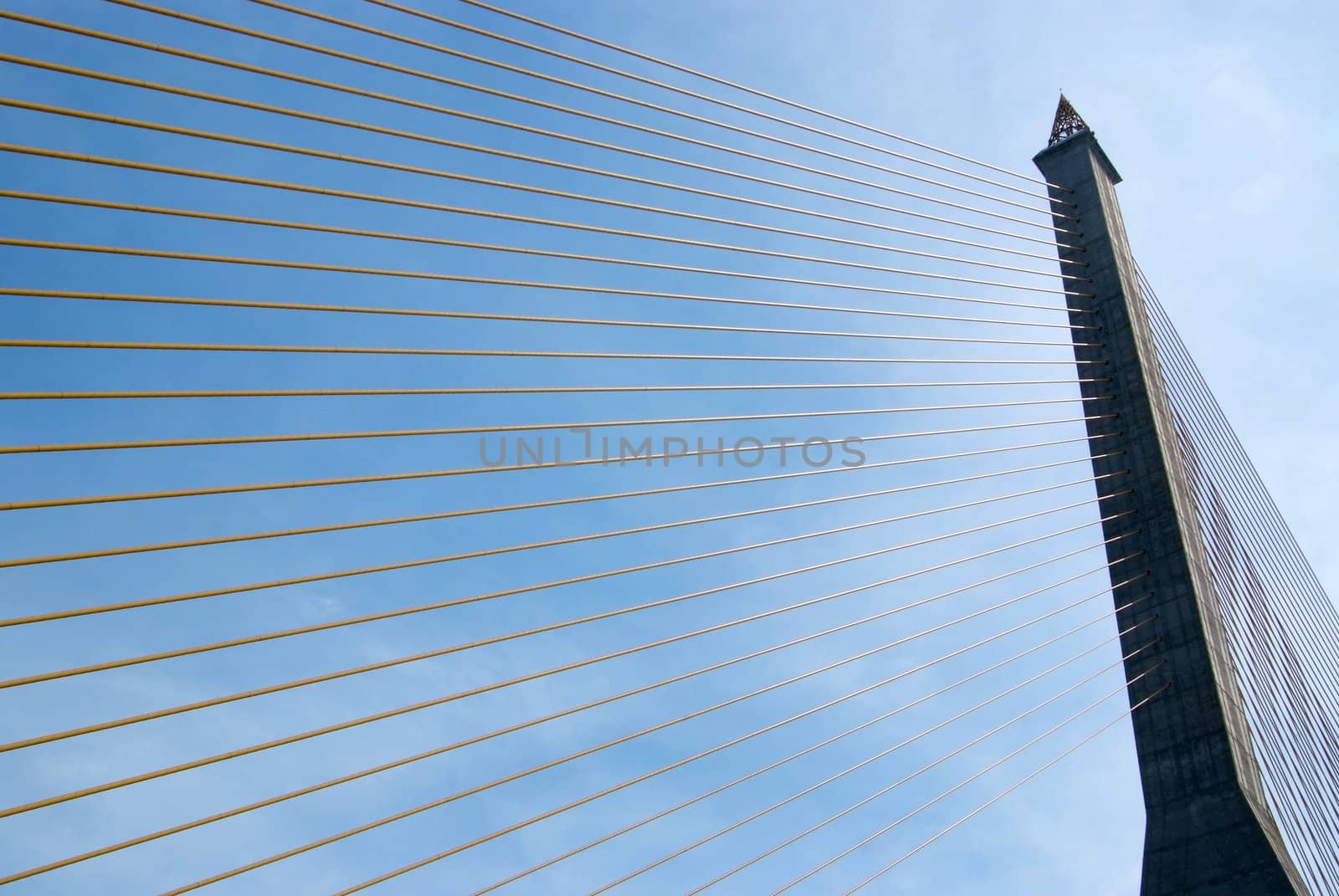 Mega sling Bridge,Rama 8, spanning the Choa Phraya river in bangkok Thailand