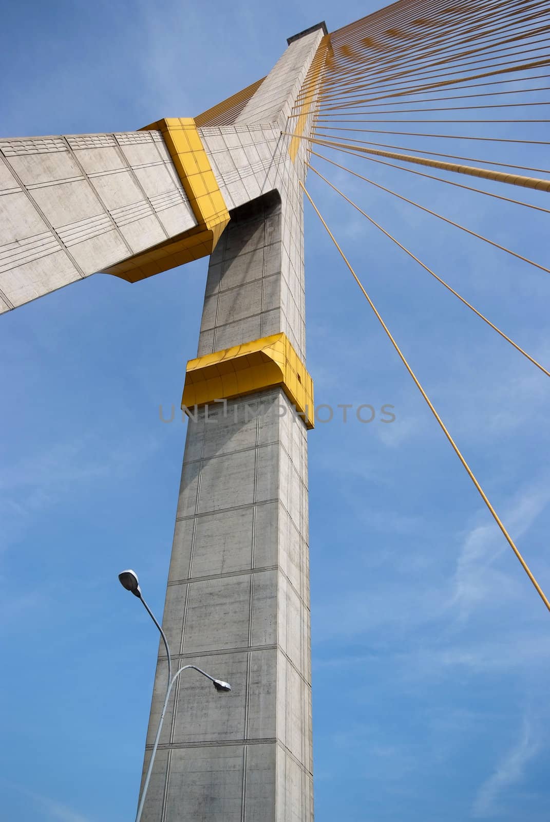 Mega sling Bridge,Rama 8, spanning the Choa Phraya river in bangkok Thailand