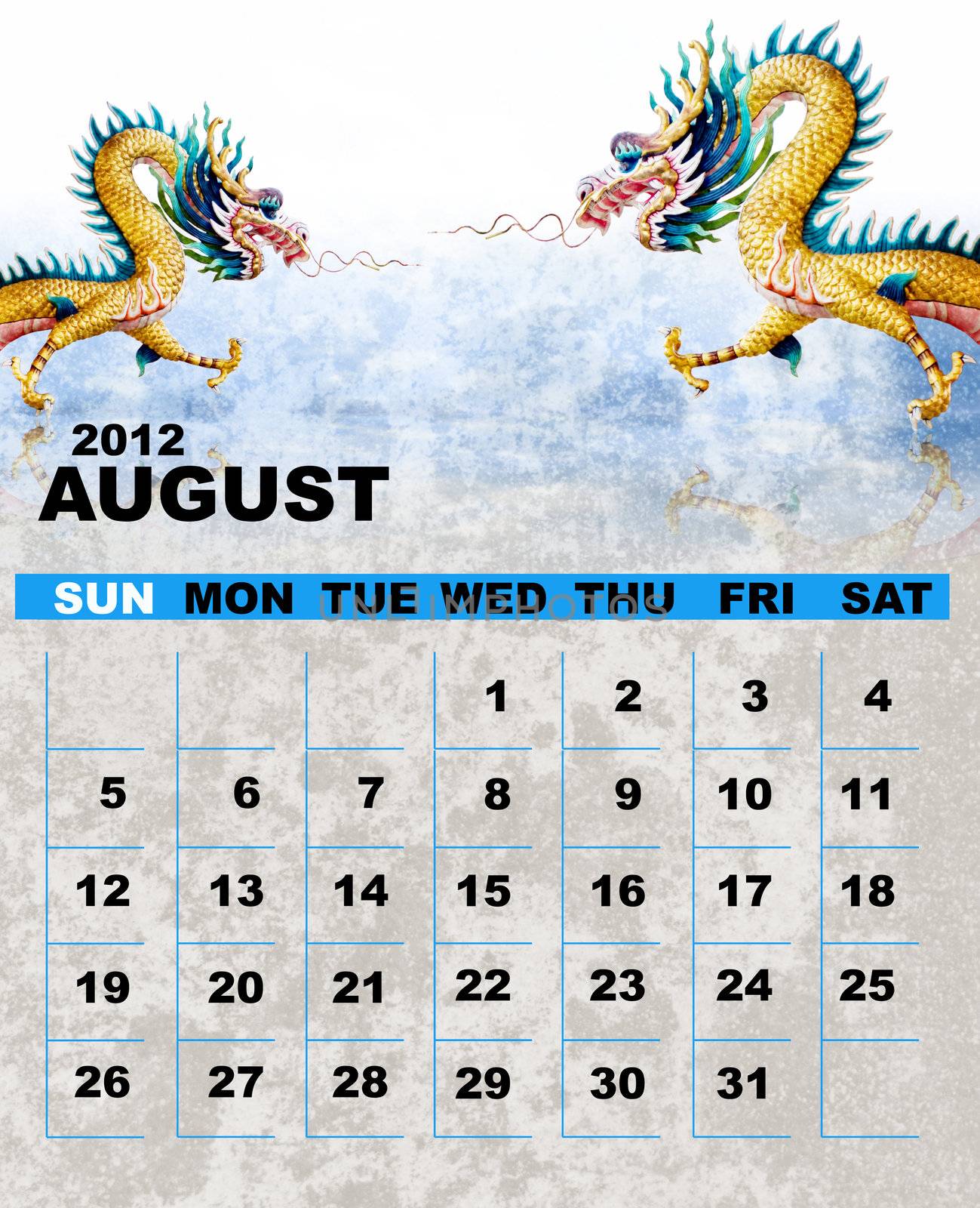 Calender 2012 August, Dragon's year