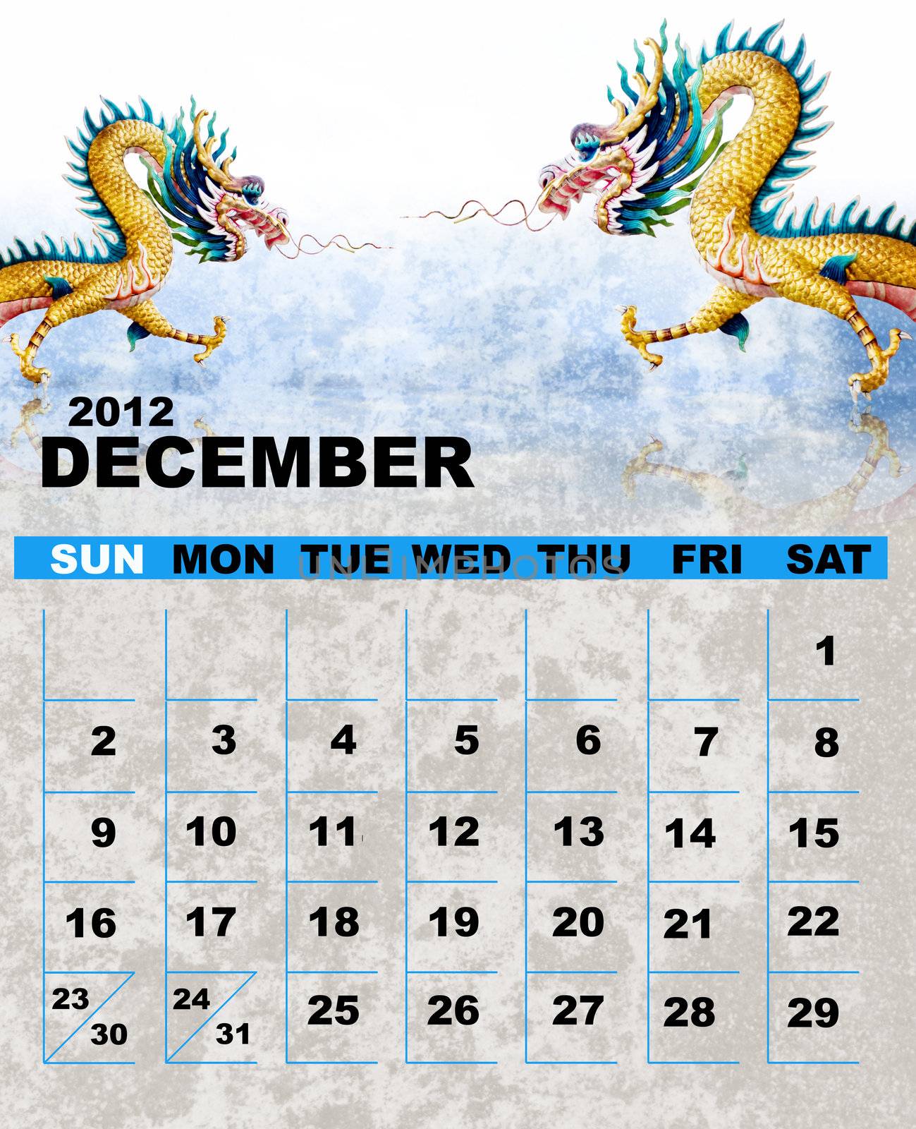 Calender 2012 December, Dragon's year