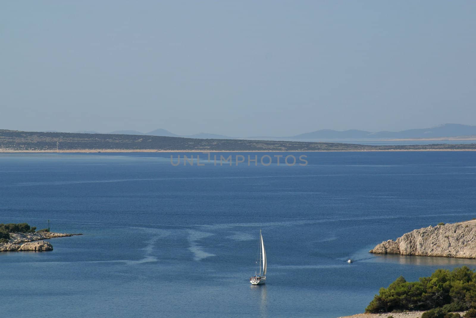 Boat sails the sea