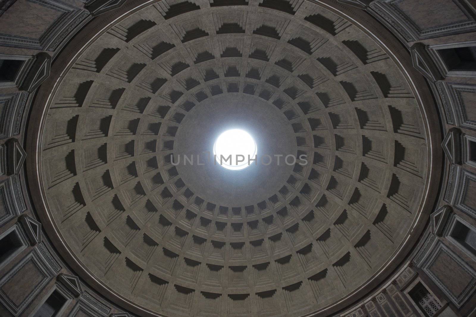 Inside the Pantheon, Rome, Italy. Ancient Roman temple built in 2nd Century AD.