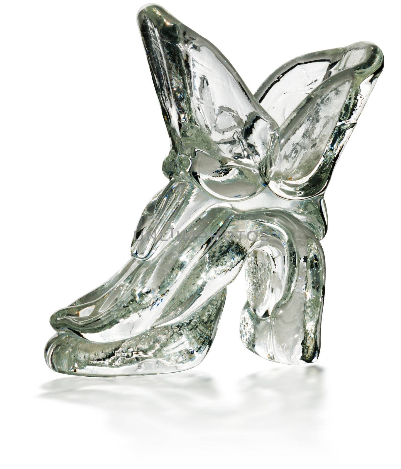 Crystal boot. A product from glass with reflection