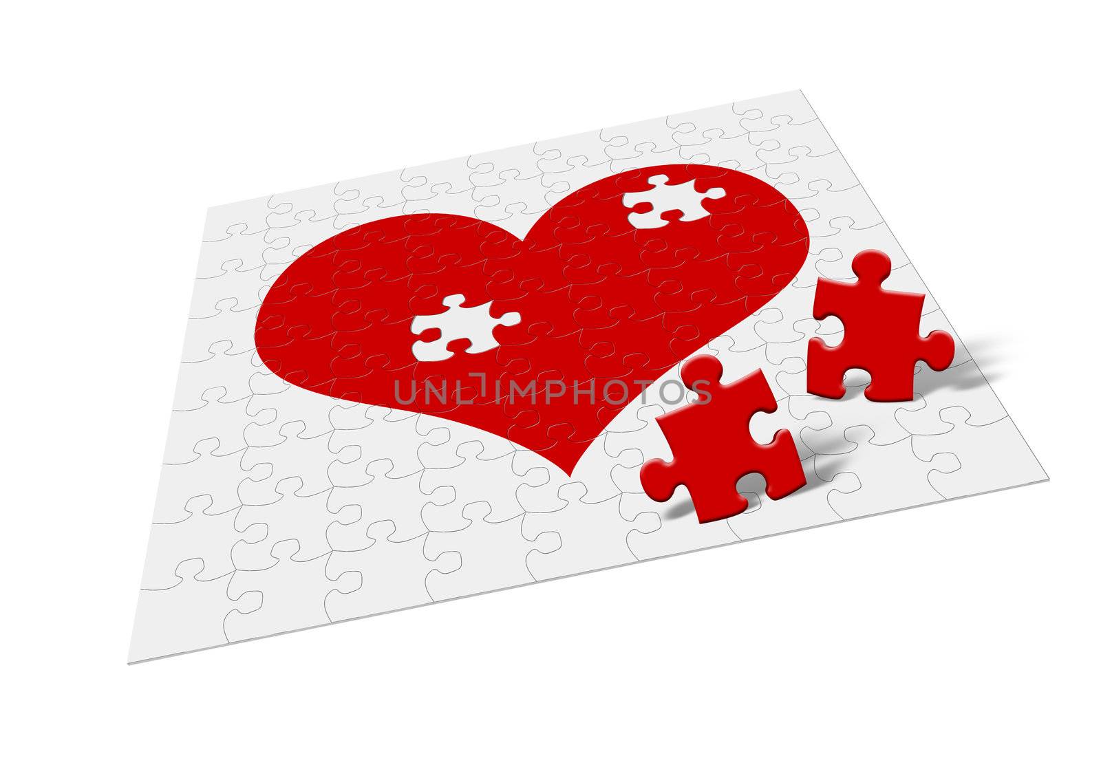 Heart - puzzle. Two fragments of heart symbolize attitudes - divorce