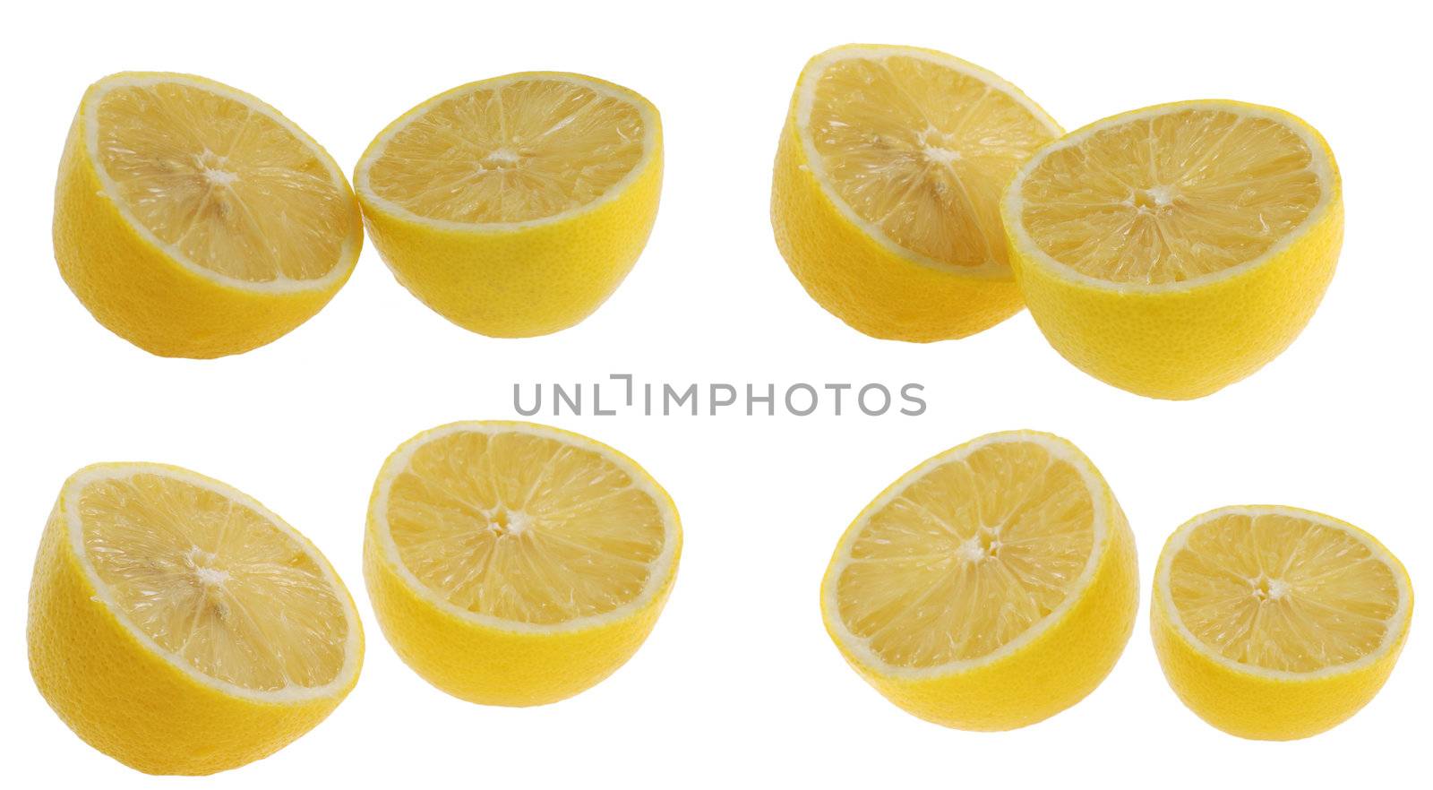 Lemon. A lemon cut on two parts in various positions