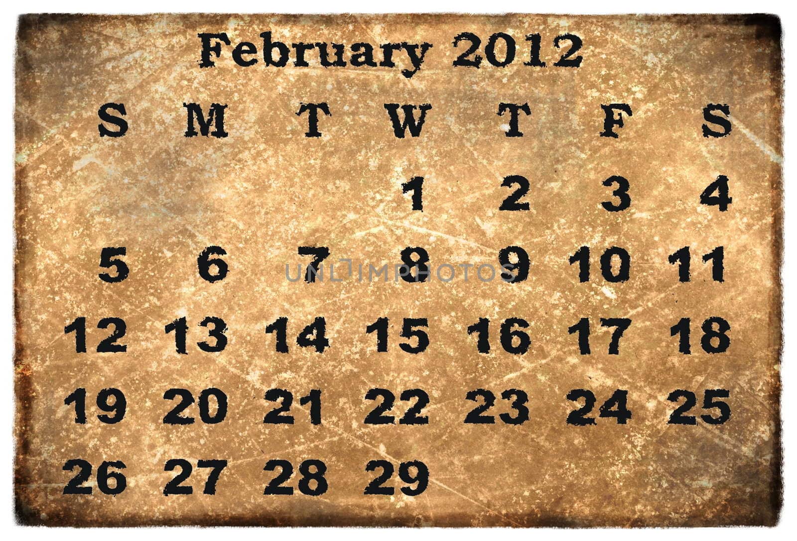 old grunge monthly calendar 2012