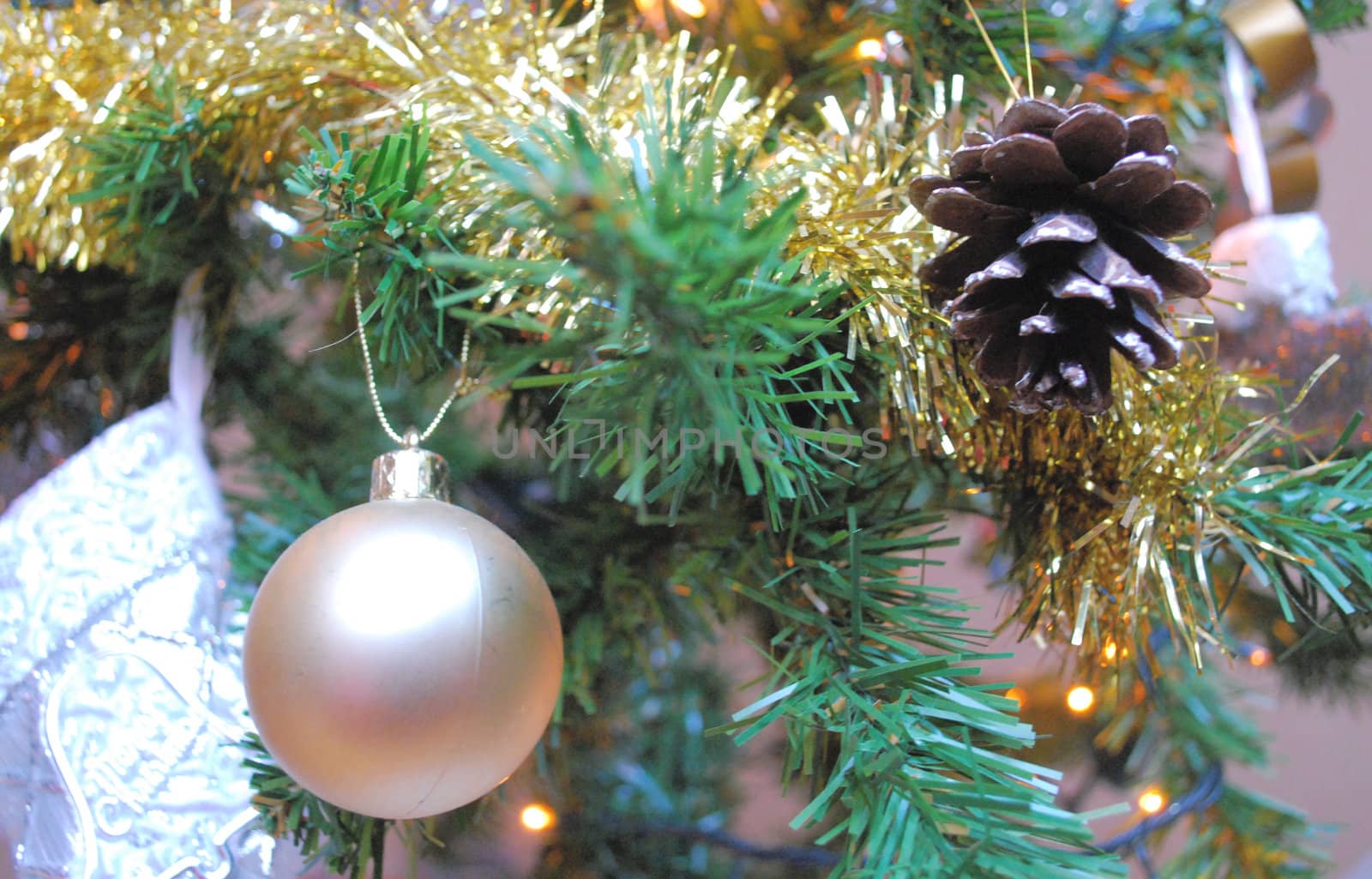 christmas decoration with balls and cone