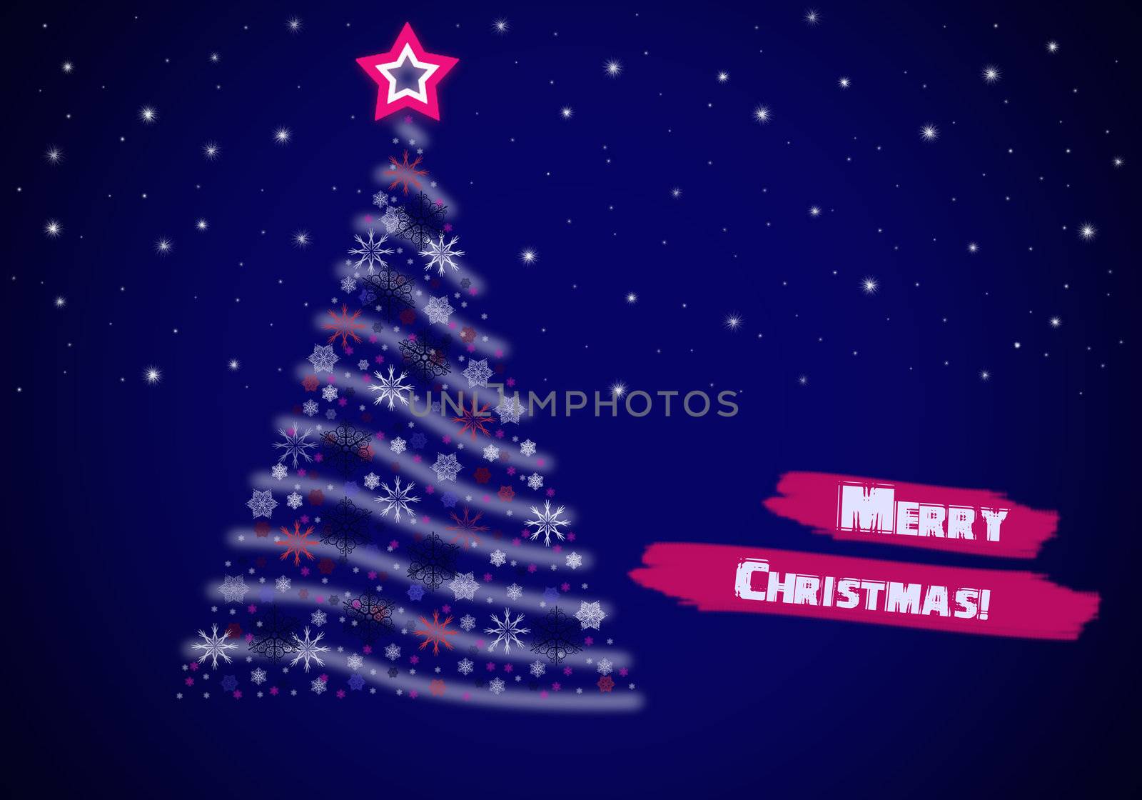 Christmas greeting on the blue background