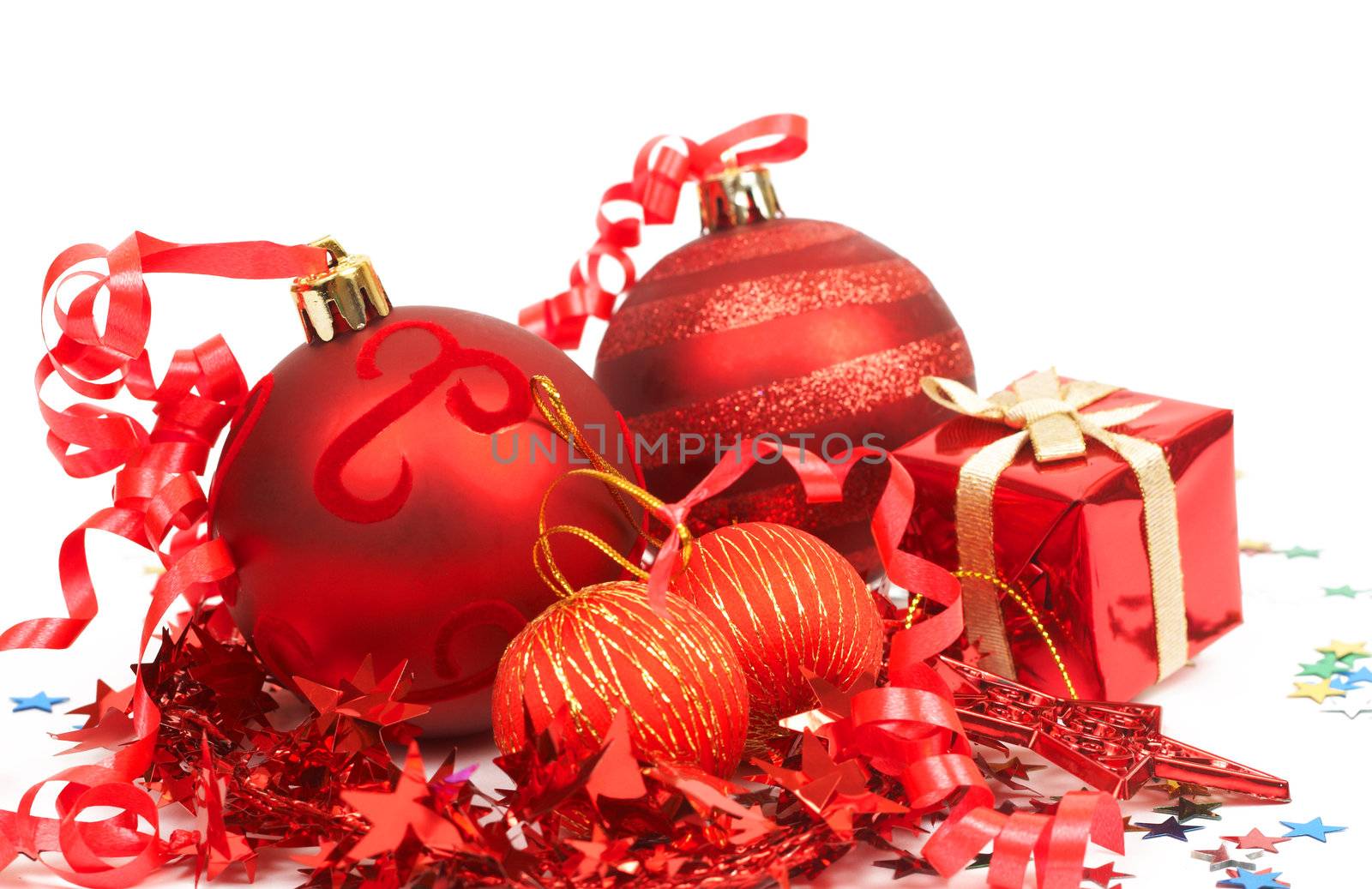 Red Christmas baubles by Elenat