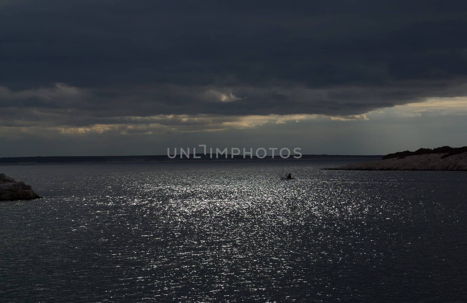 View of sky and sea few minutes before storm.