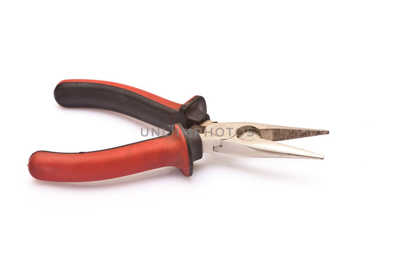 A new pair of needle-nose pliers on a white background. by Discovod