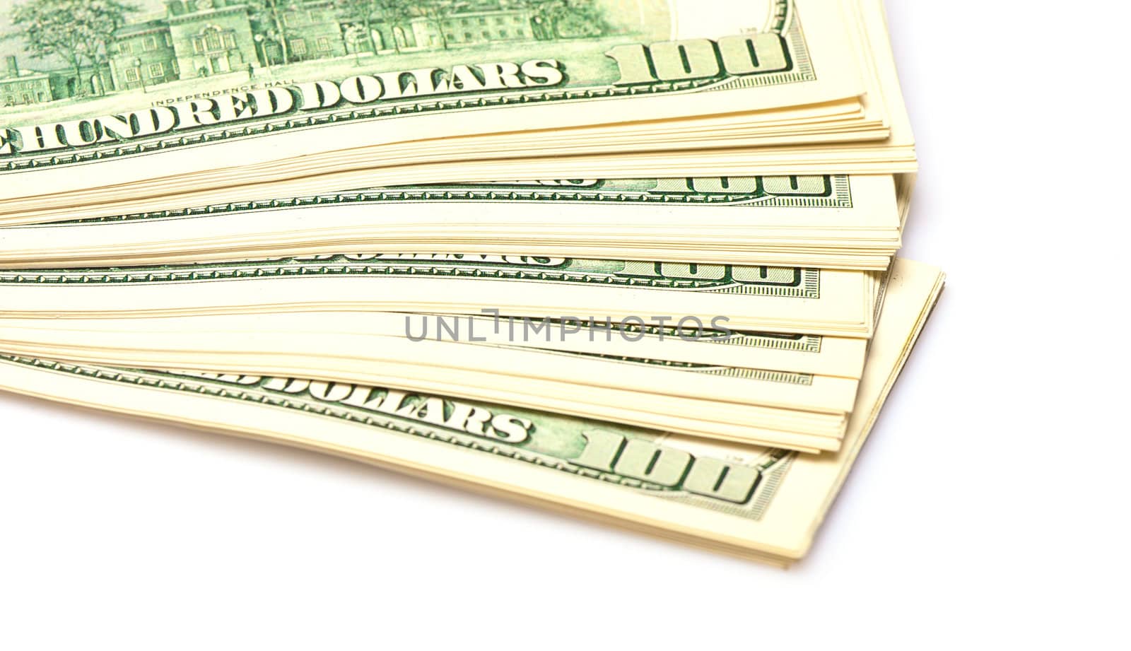 pack of US dollar on white background, closeup