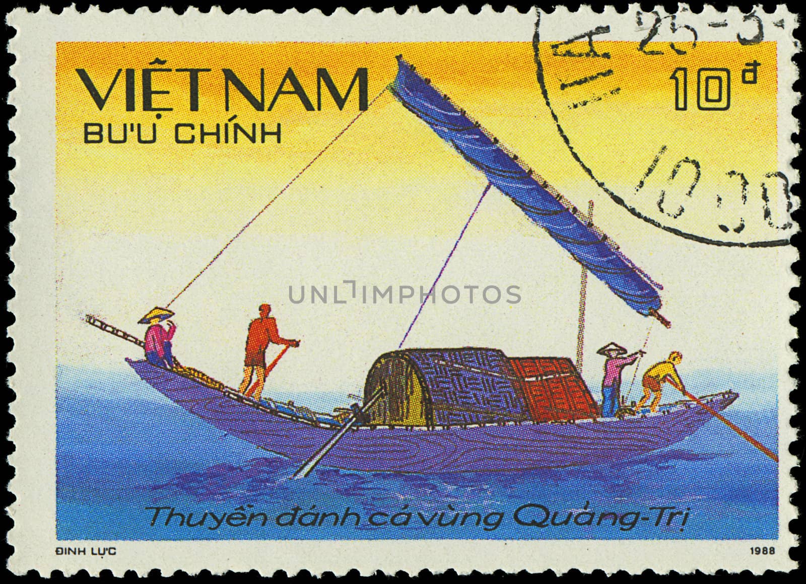 VIETNAM - CIRCA 1988: a stamp printed by VIETNAM shows image of a sailing ship, series, circa 1988