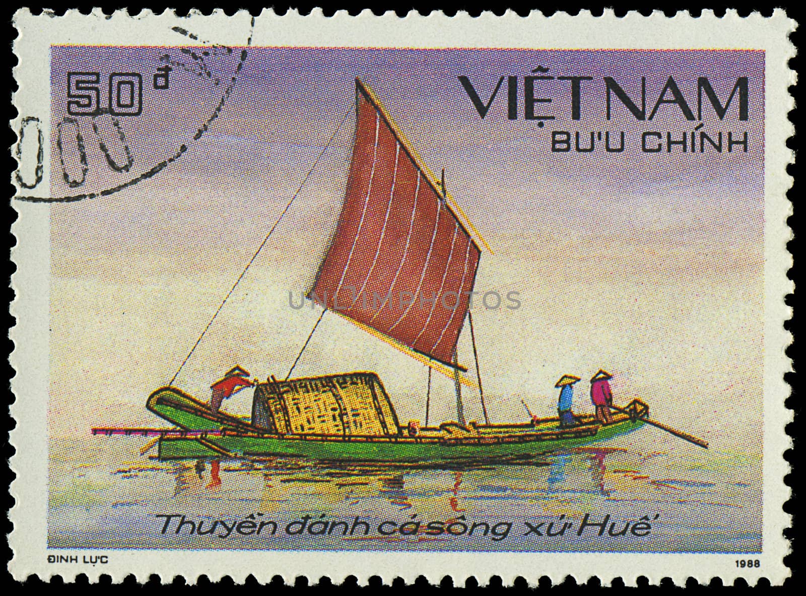 VIETNAM - CIRCA 1988: a stamp printed by VIETNAM shows image of a sailing ship, series, circa 1988