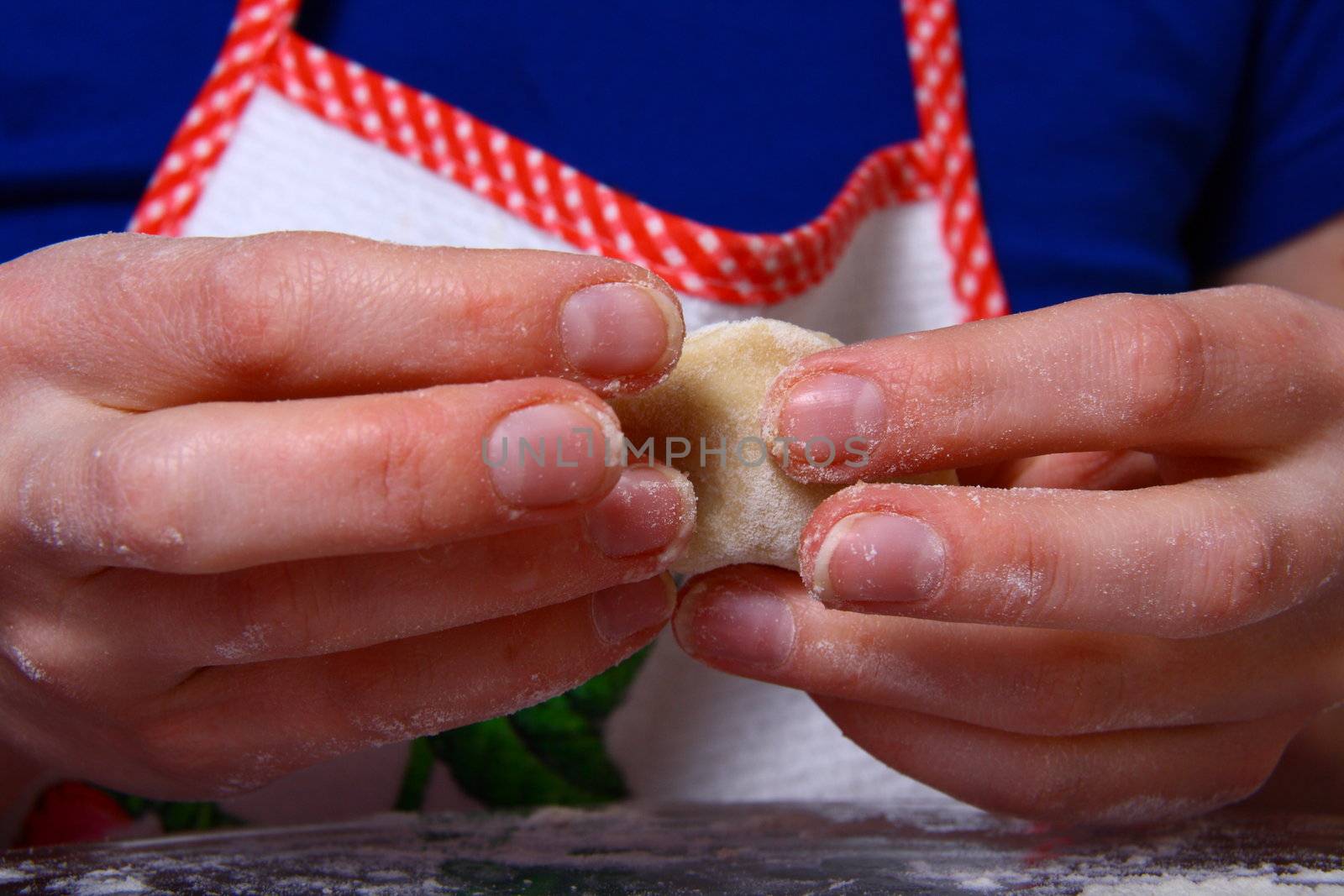 hand made ravioli getting prepared on table 