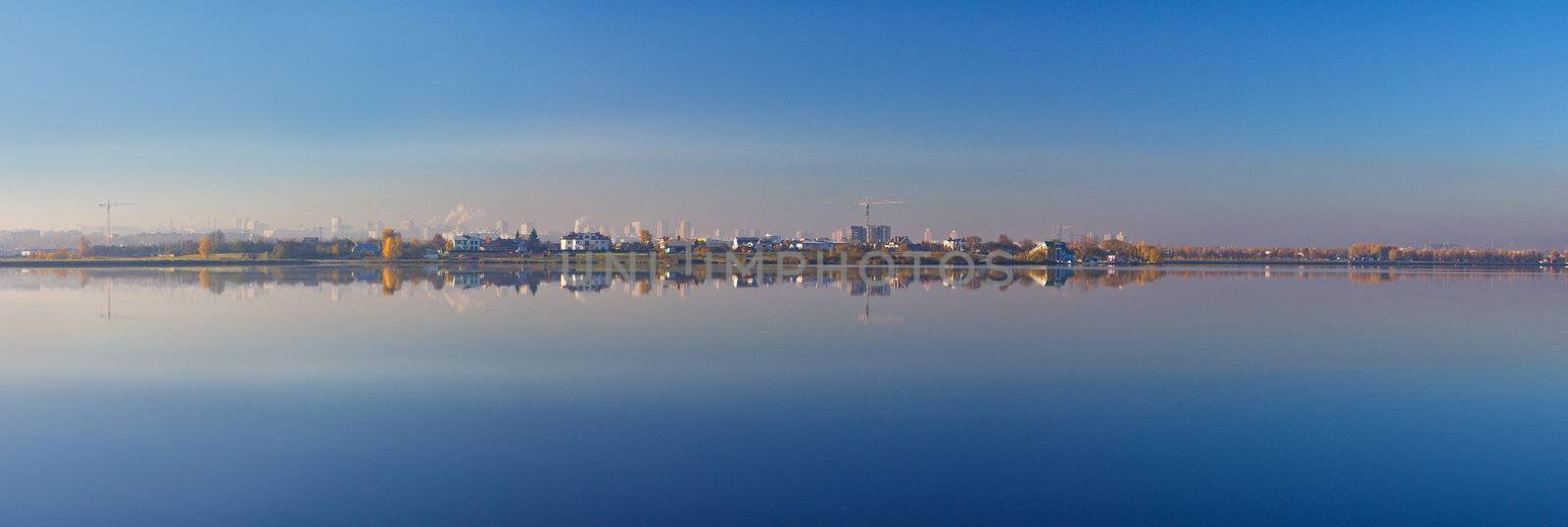 panorama of reflecting Minsk city
