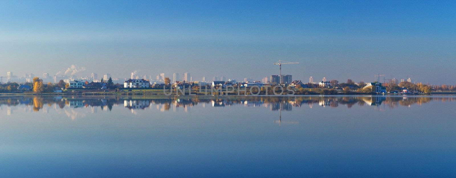 panorama of reflecting Minsk city