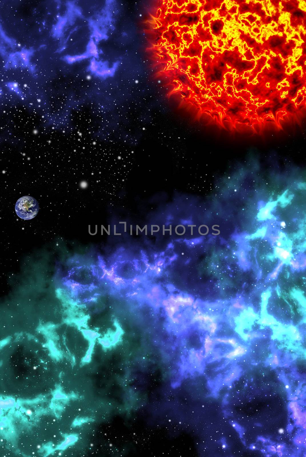 Sun with orion in space area by pixbox77