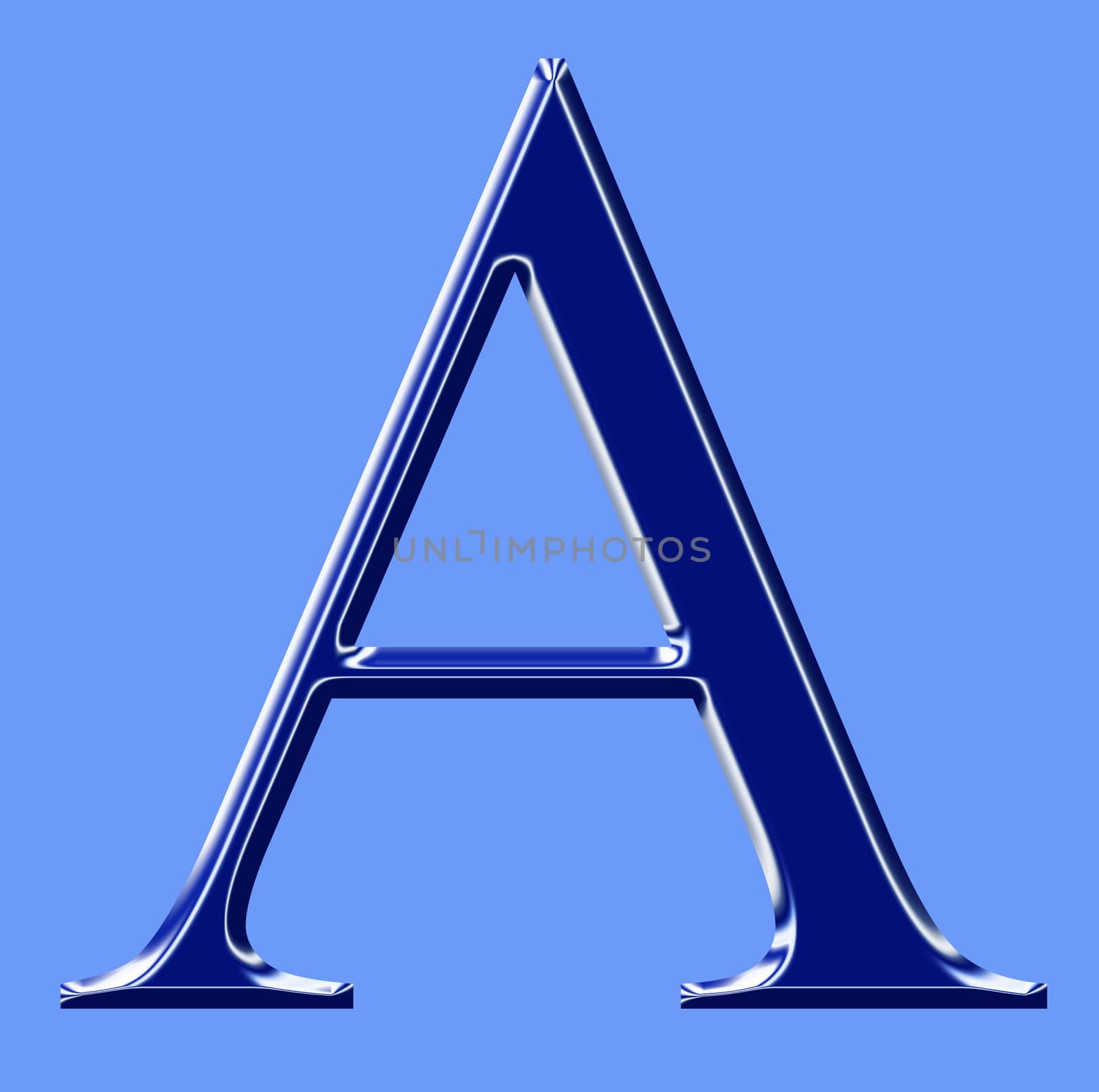 blue metallic alphabet symbol 