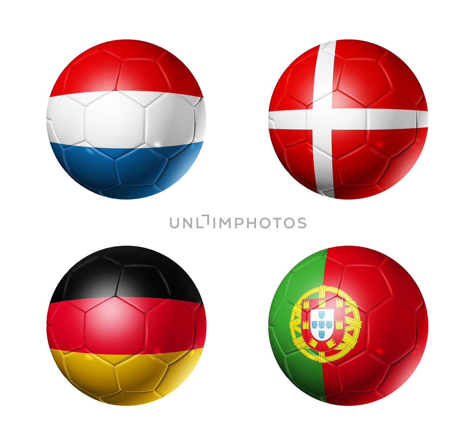 soccer UEFA euro 2012 cup - group B flags on soccer balls by daboost