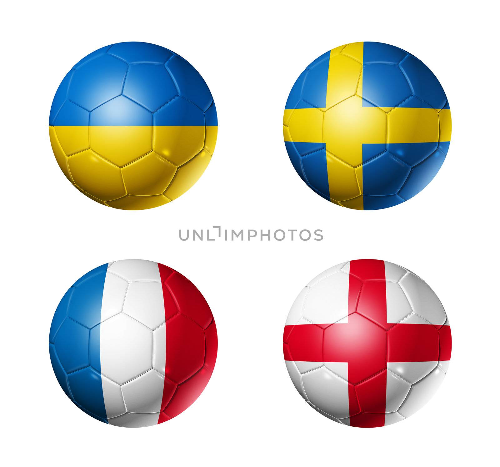 soccer UEFA euro 2012 cup - group D flags on soccer balls by daboost