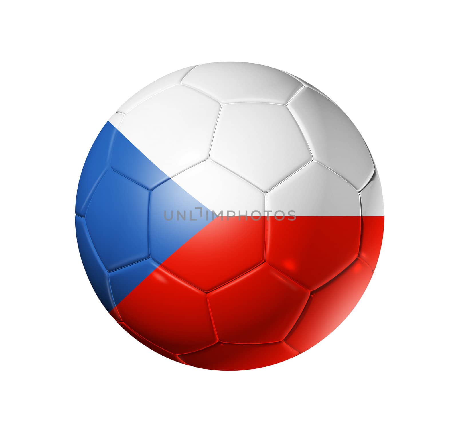 3D soccer ball with Czechoslovakia / Czech Republic team flag, world football cup 2010. isolated on white with clipping path