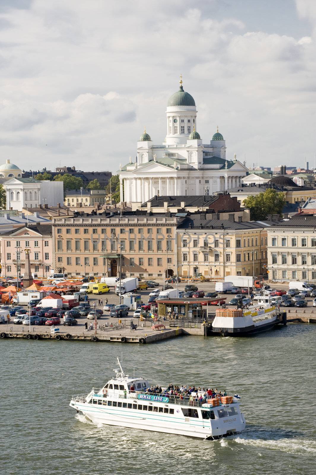 View of Helsinki harbor. Shot from the top point.