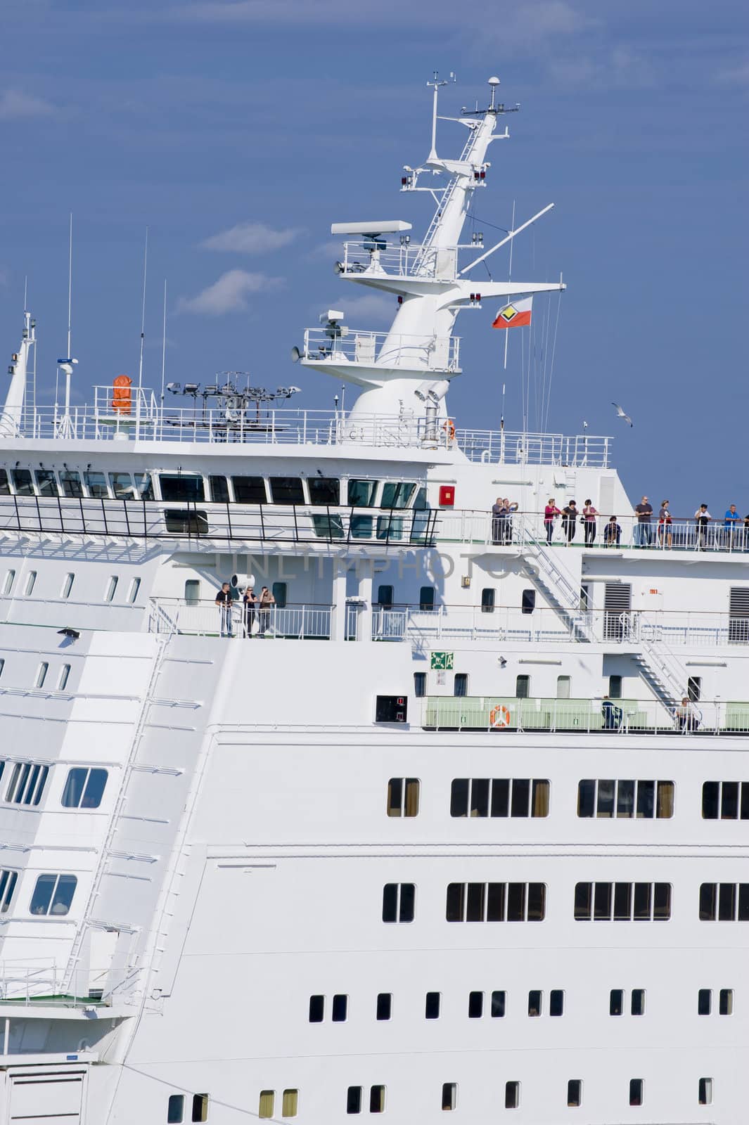 The part of large white cruise ship