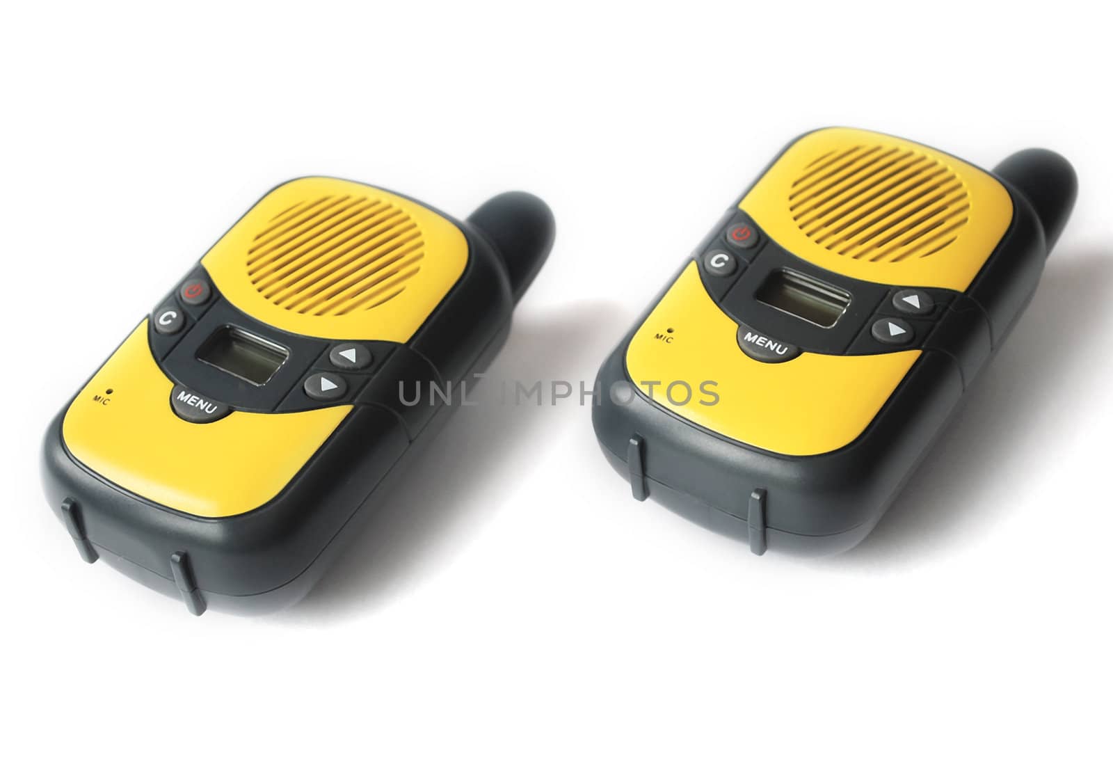 walkie talkie on white background  - two portable transmitter 
