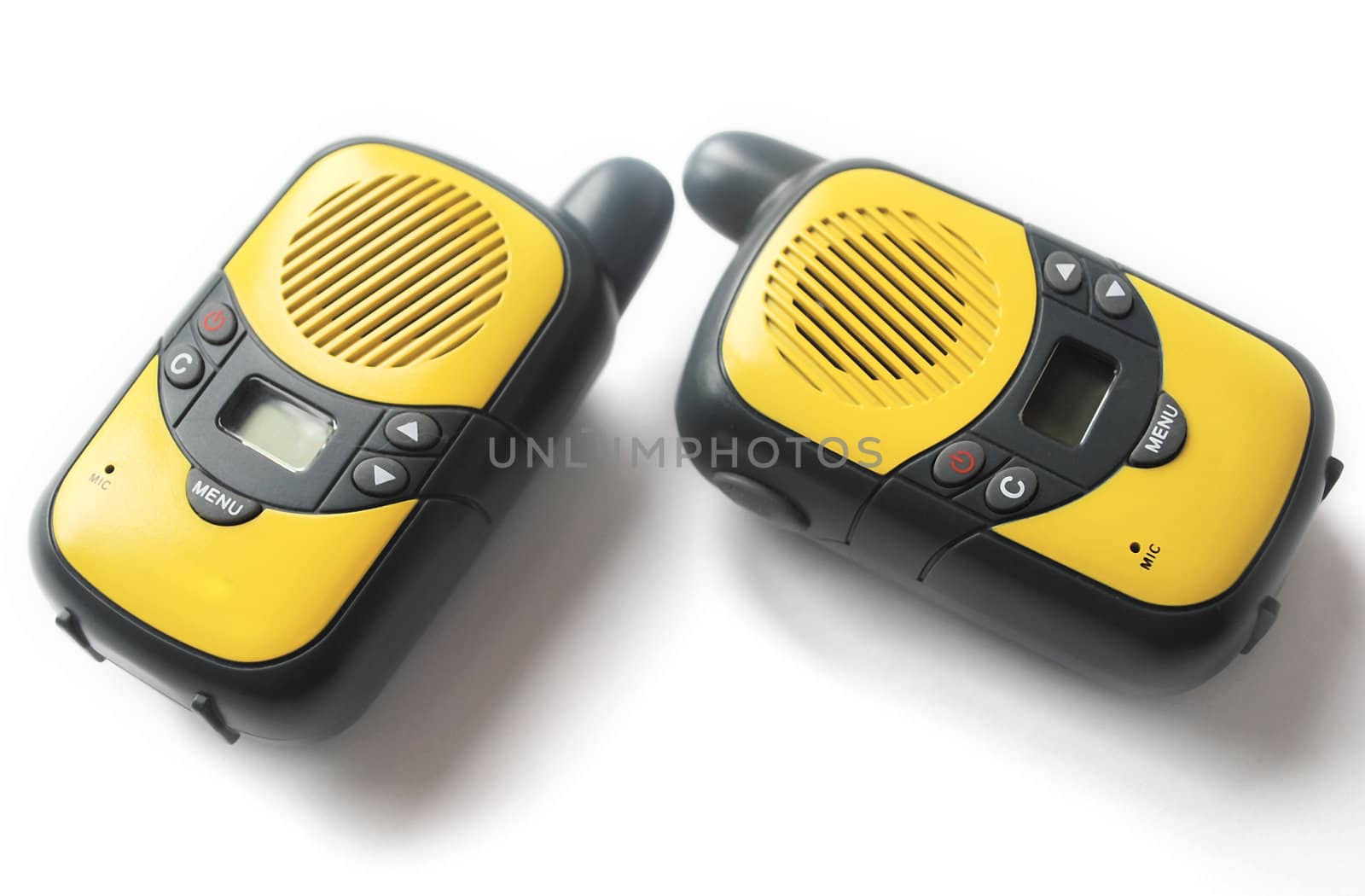 walkie talkie on white background  - two portable transmitter 