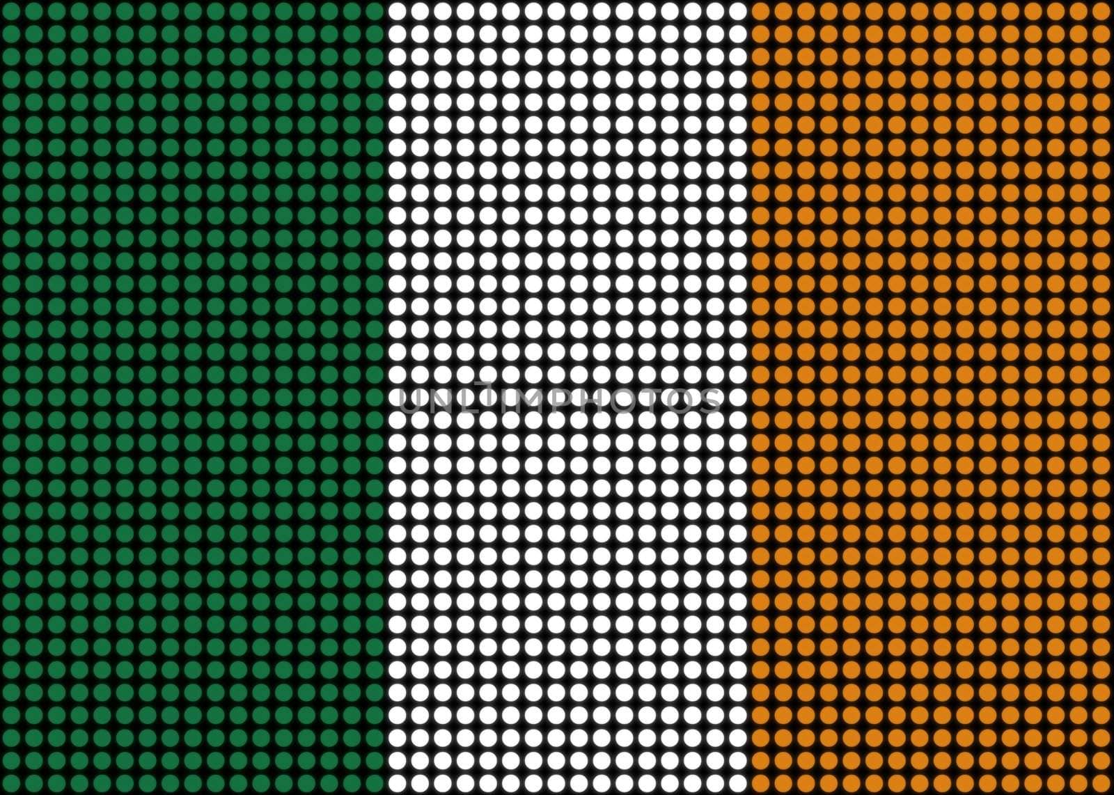 Abstract flag of Ireland made of dots