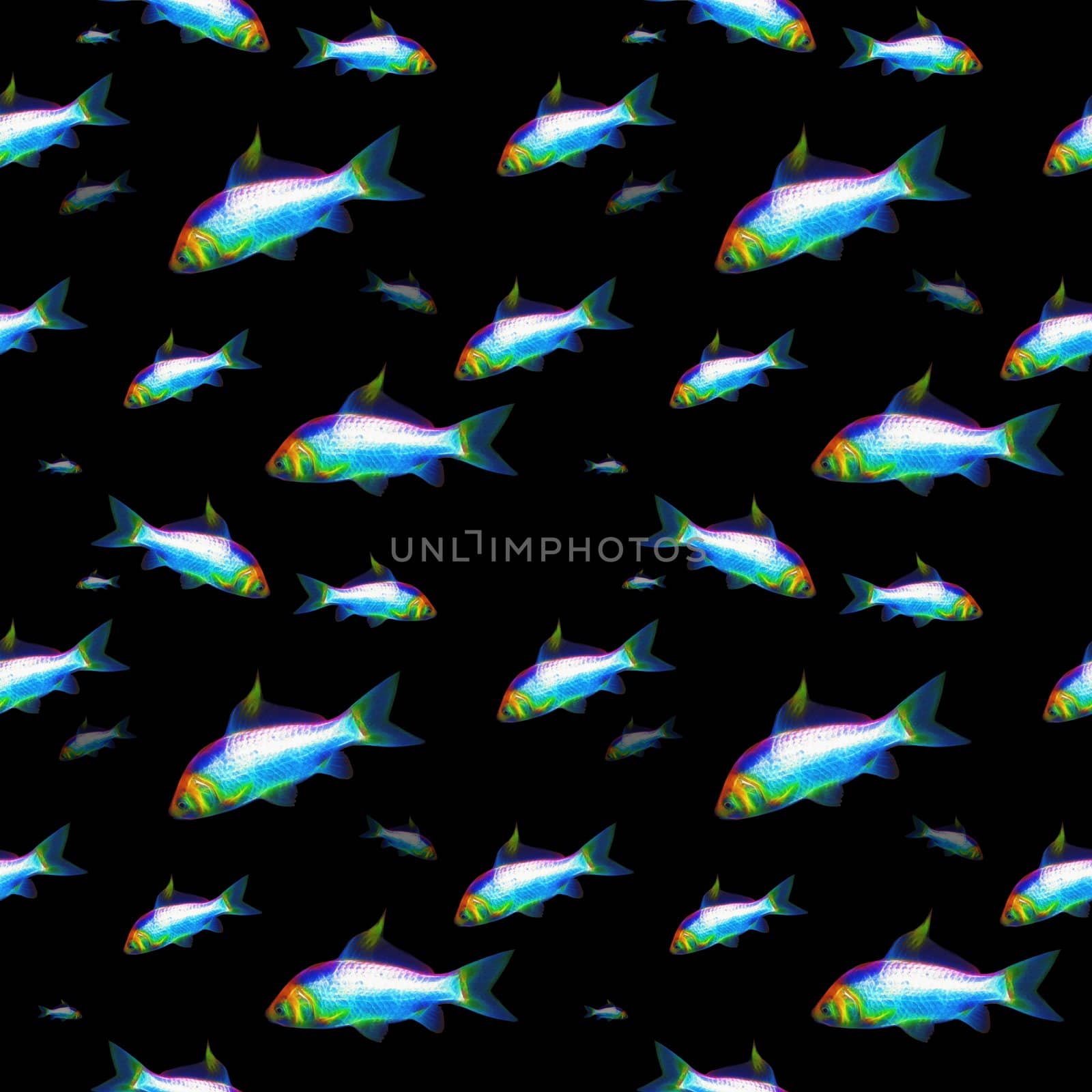 Illustrated seamless fish background