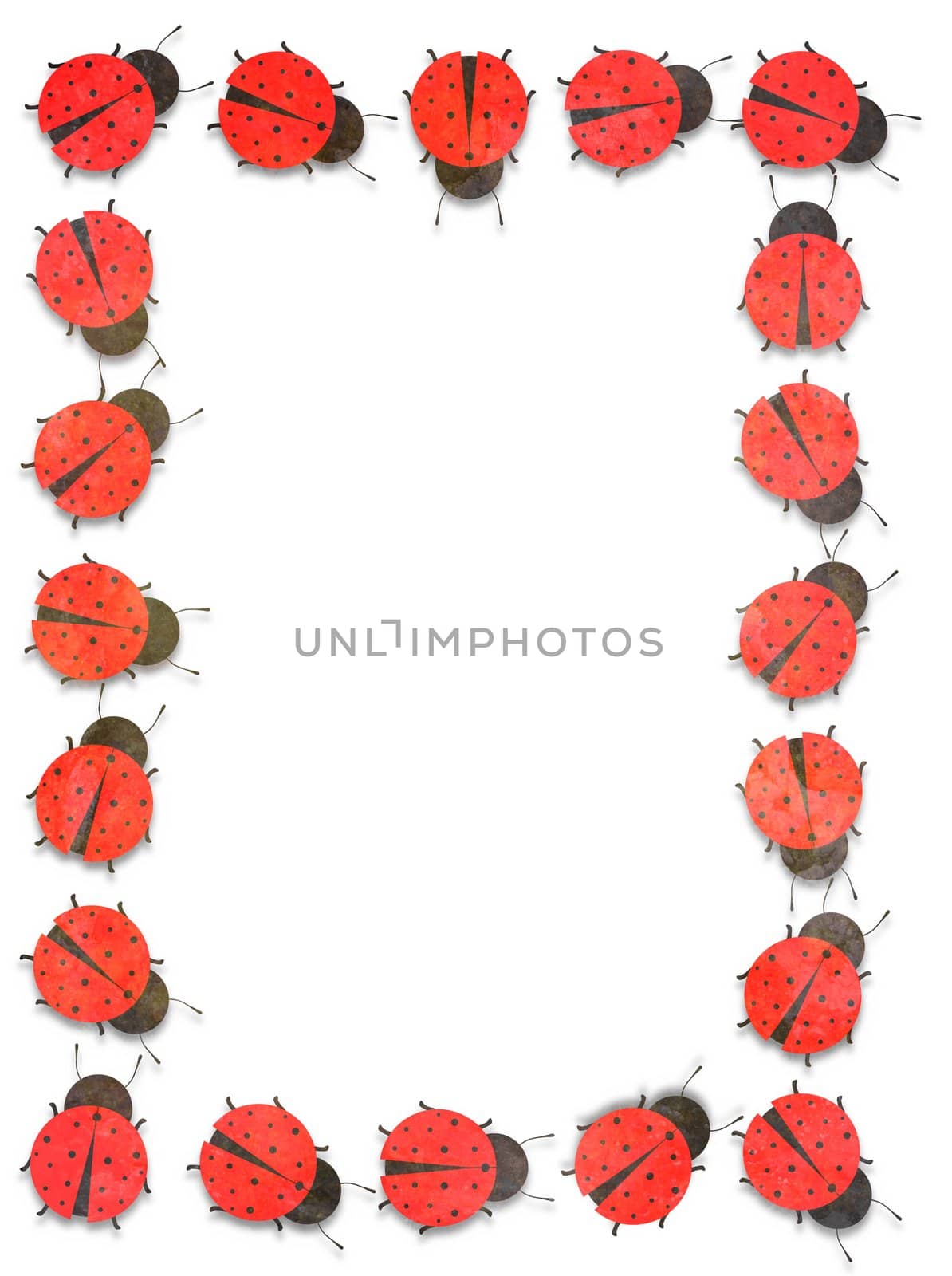 Illustrated frame made of many Ladybugs