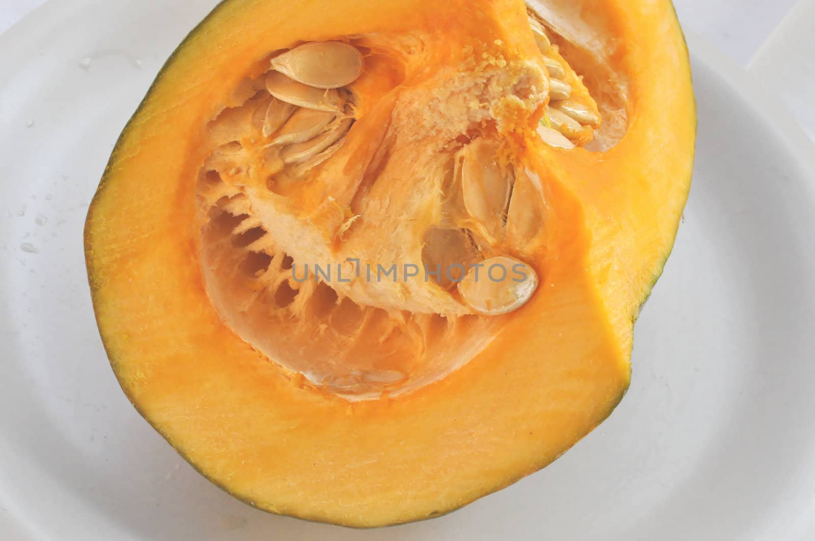 Detail of sliced pumpking squash vegetables food